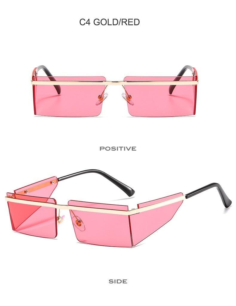 Rimless Rectangle Sunglasses with Candy-Colored Lenses