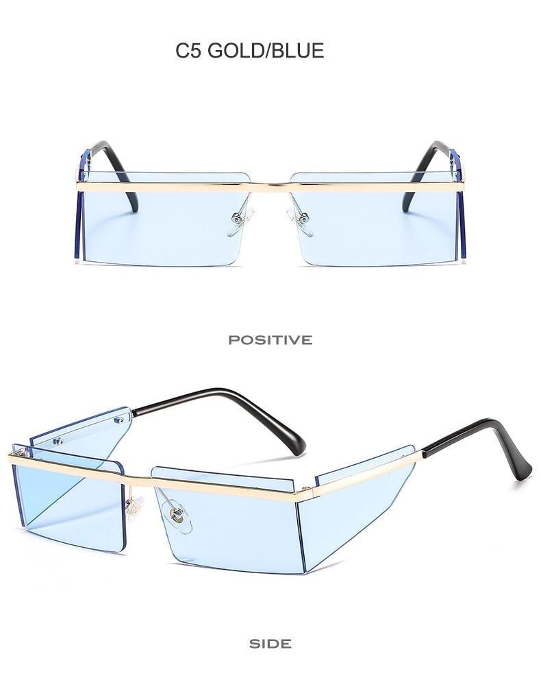 Rimless Rectangle Sunglasses with Candy-Colored Lenses