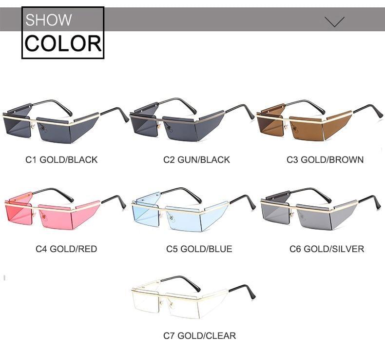 Rimless Rectangle Sunglasses with Candy-Colored Lenses
