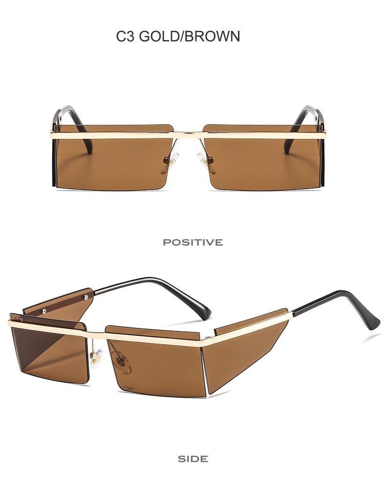 Rimless Rectangle Sunglasses with Candy-Colored Lenses