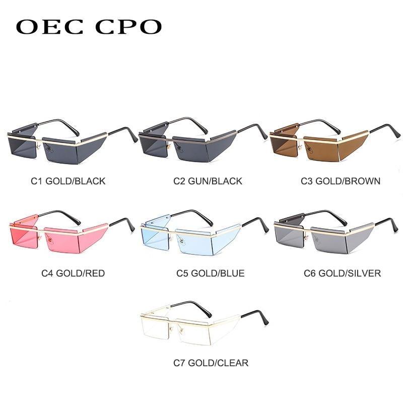 Rimless Rectangle Sunglasses with Candy-Colored Lenses