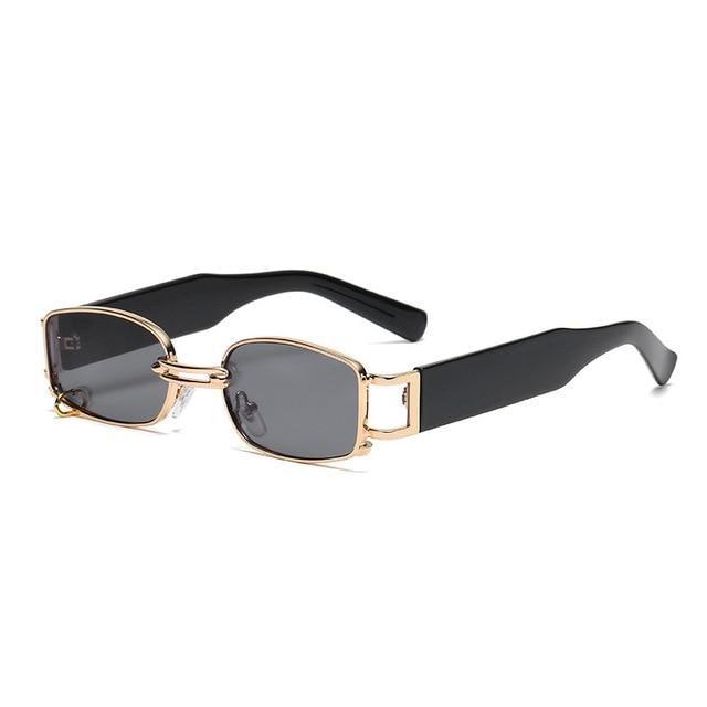 Trendy Small Rectangle Sunglasses with Vintage Metal Ring Detail