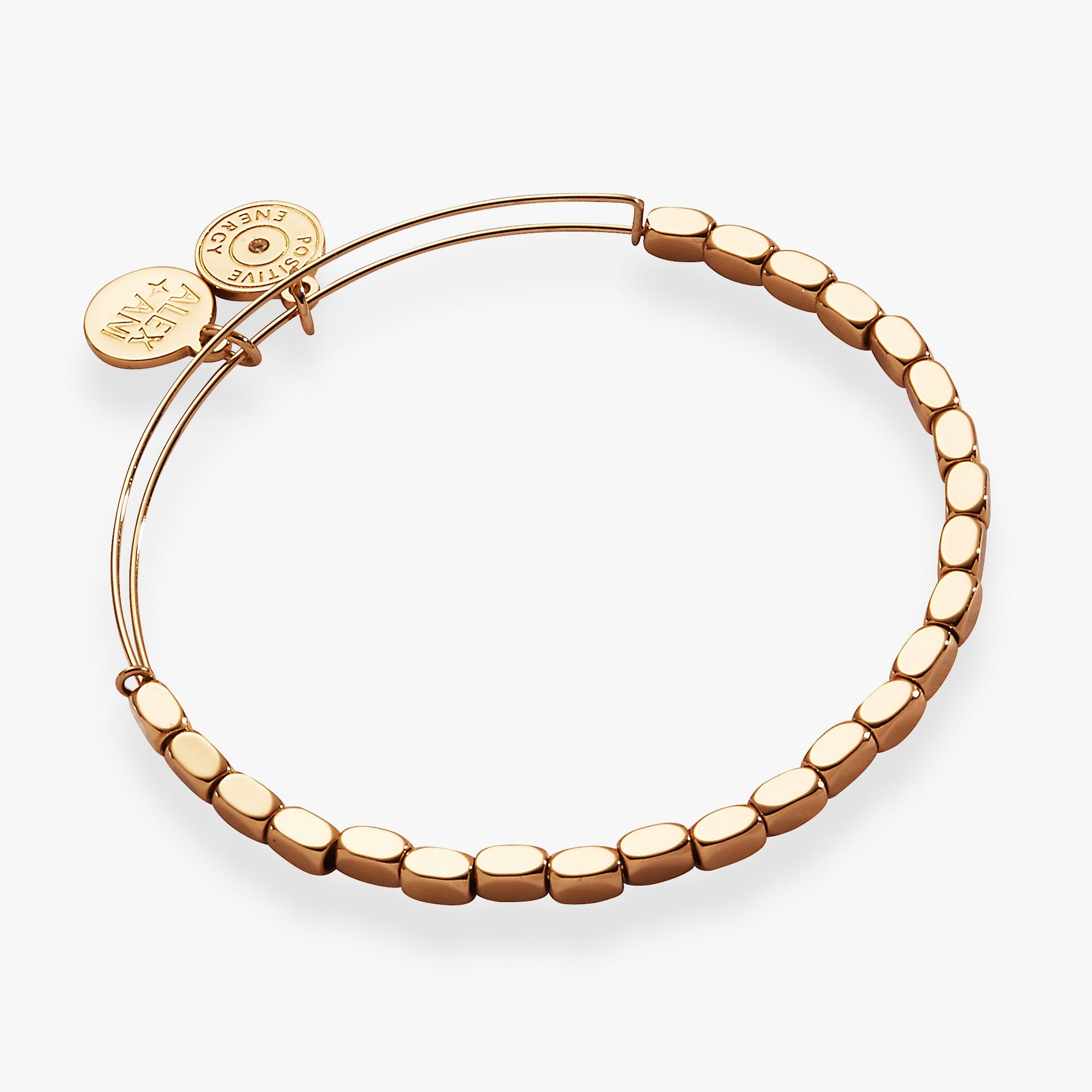 Rectangular Beaded Bangle Bracelet in Gold or Silver