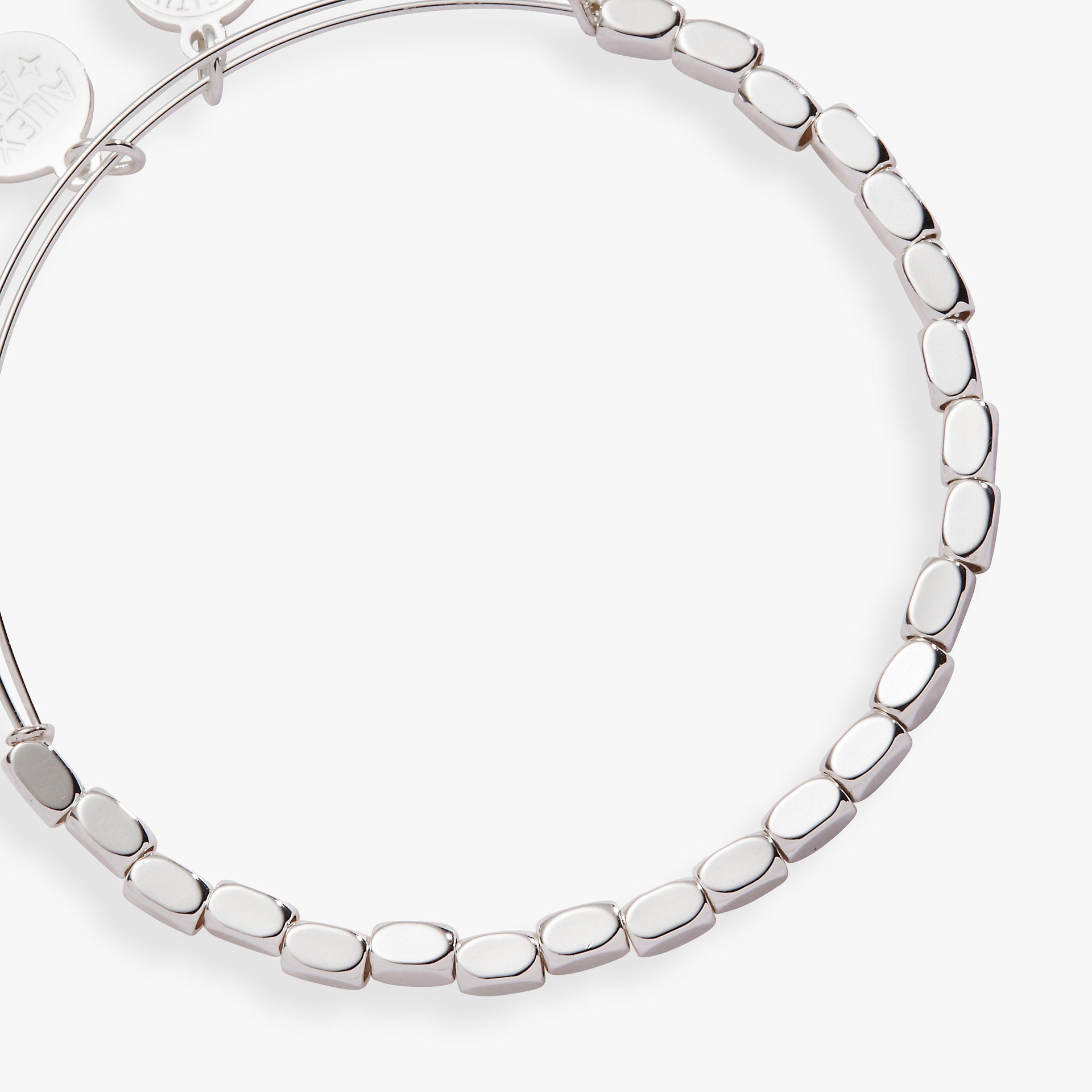 Rectangular Beaded Bangle Bracelet in Gold or Silver