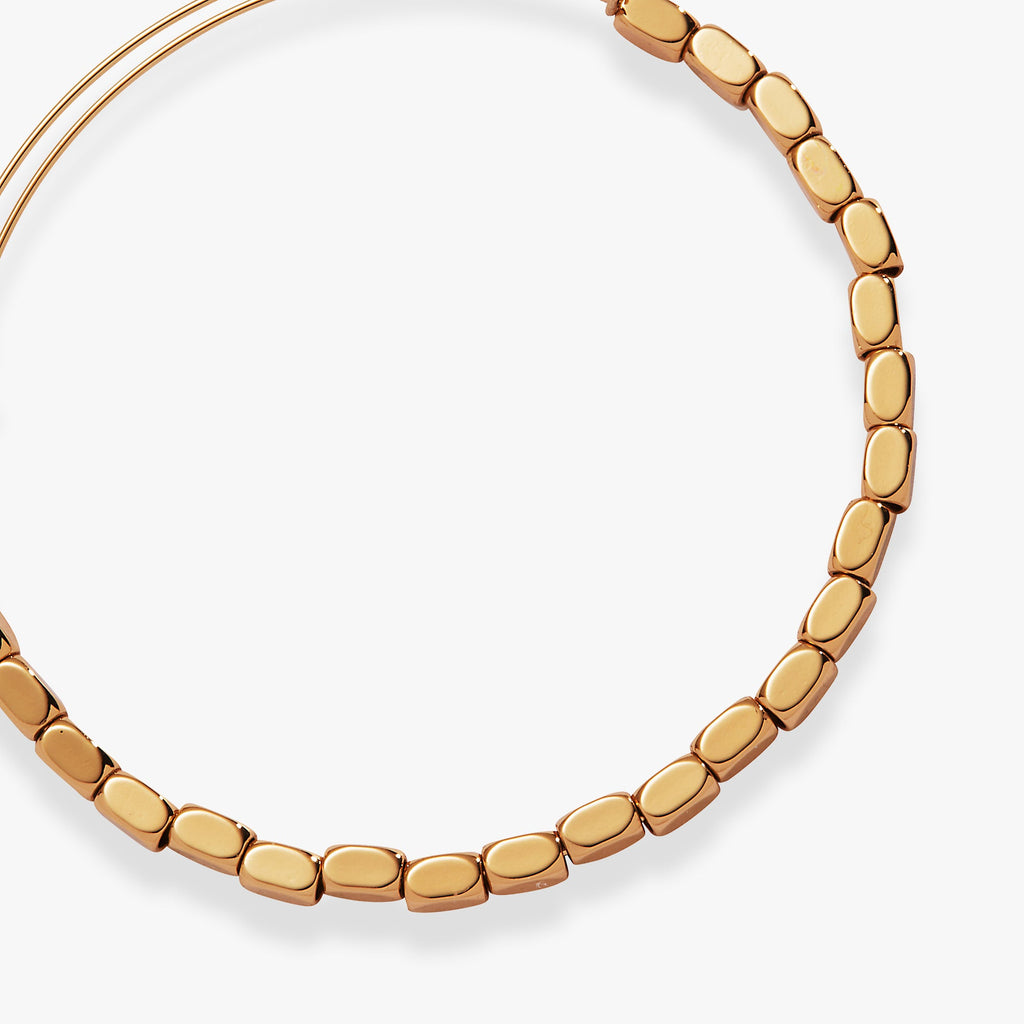 Rectangular Beaded Bangle Bracelet in Gold or Silver