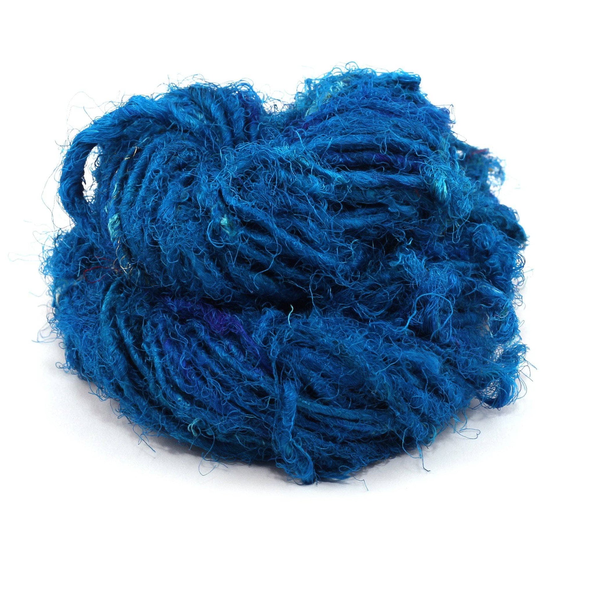 Lux Adventure Recycled Silk Yarn in Vibrant Teal and Purple