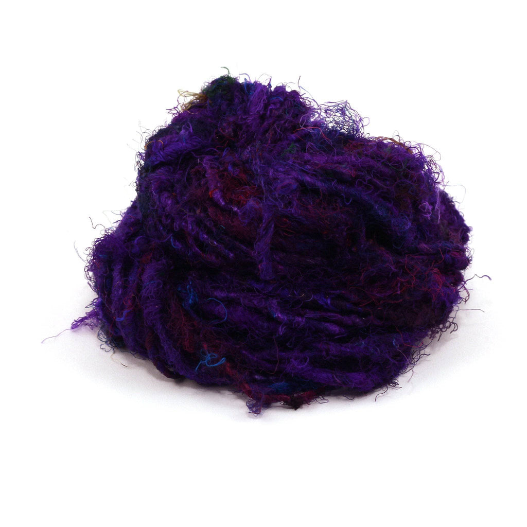 Lux Adventure Recycled Silk Yarn in Vibrant Teal and Purple