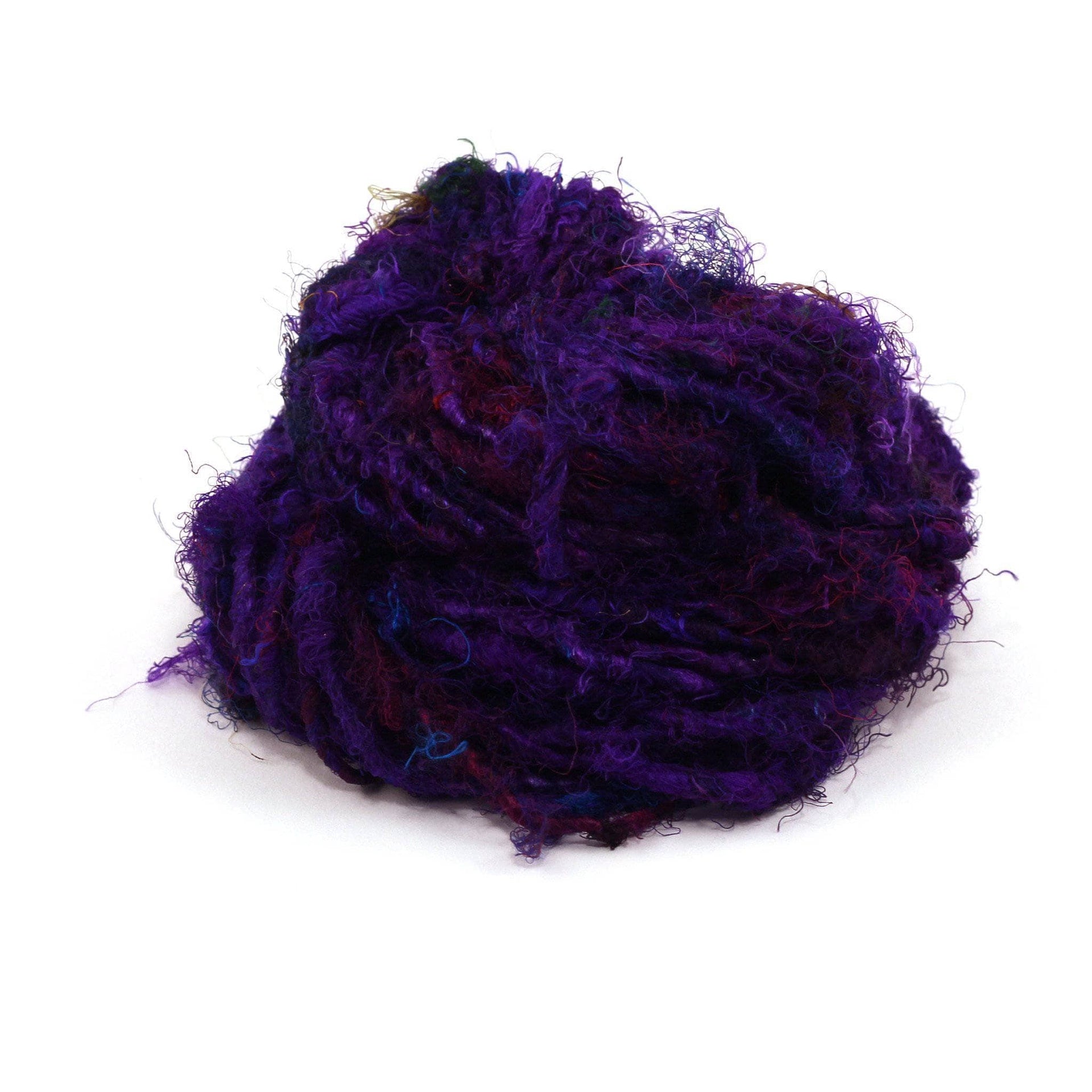 Lux Adventure Recycled Silk Yarn in Vibrant Teal and Purple