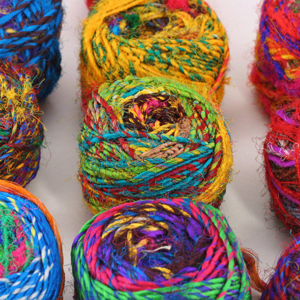 Spice Market Recycled Sari Silk Yarn for Bohemian Fiber Art