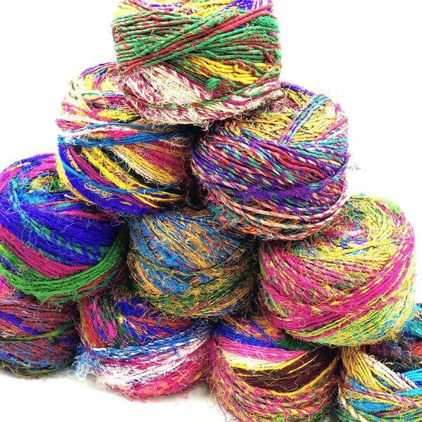 Spice Market Recycled Sari Silk Yarn for Bohemian Fiber Art