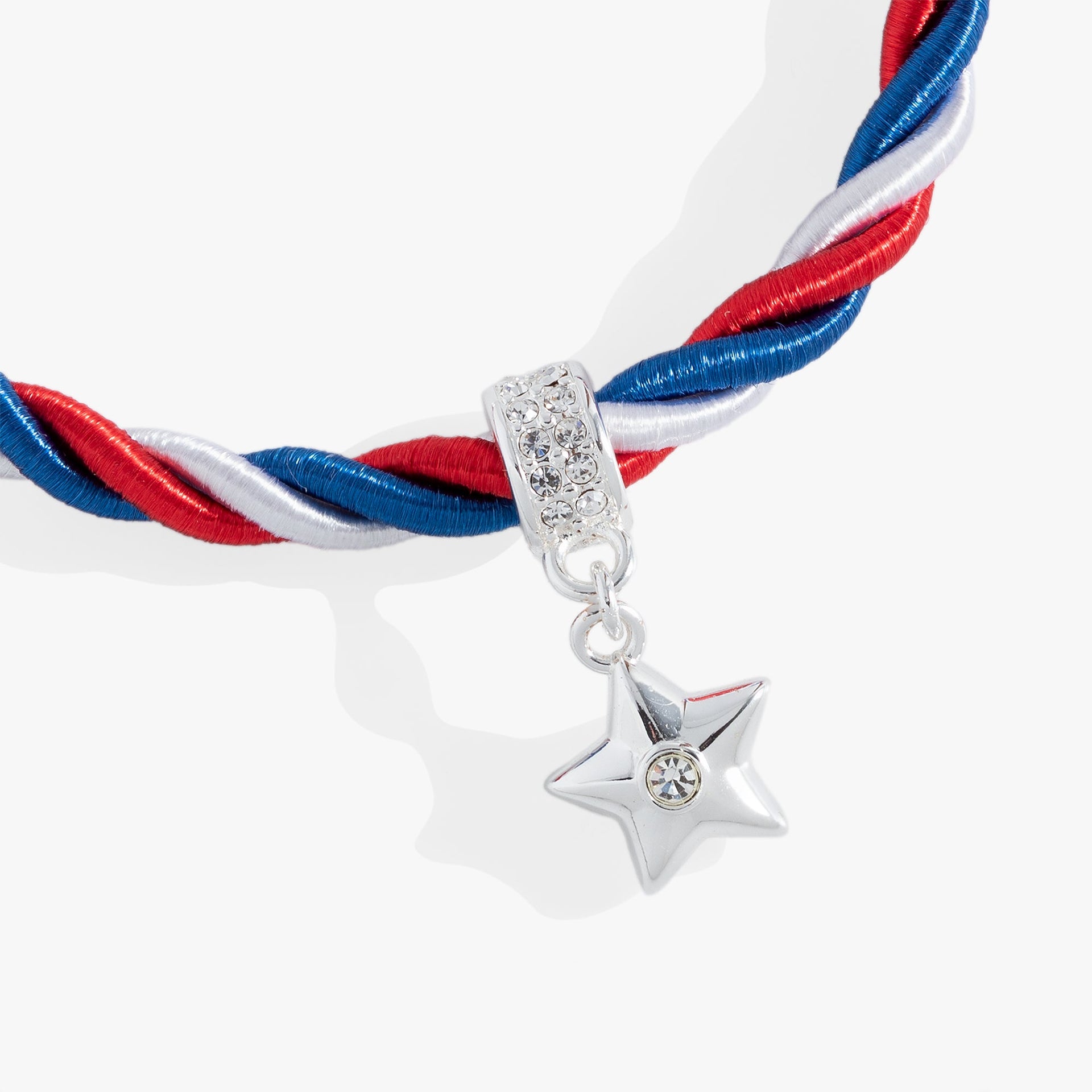 Red, White and Blue Star Cord Bracelet with Charm