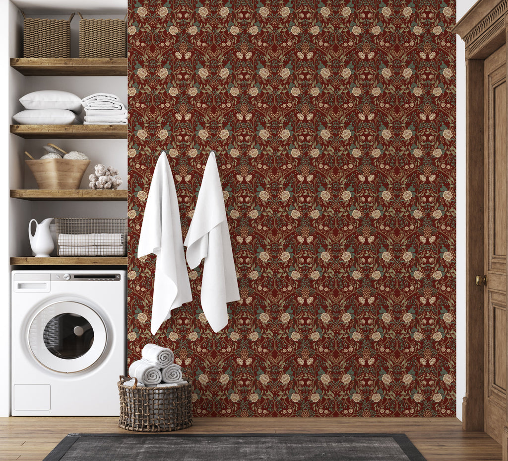 Winslow Floral Wallpaper – Beige, Cream, Pale-pink & Sage-green