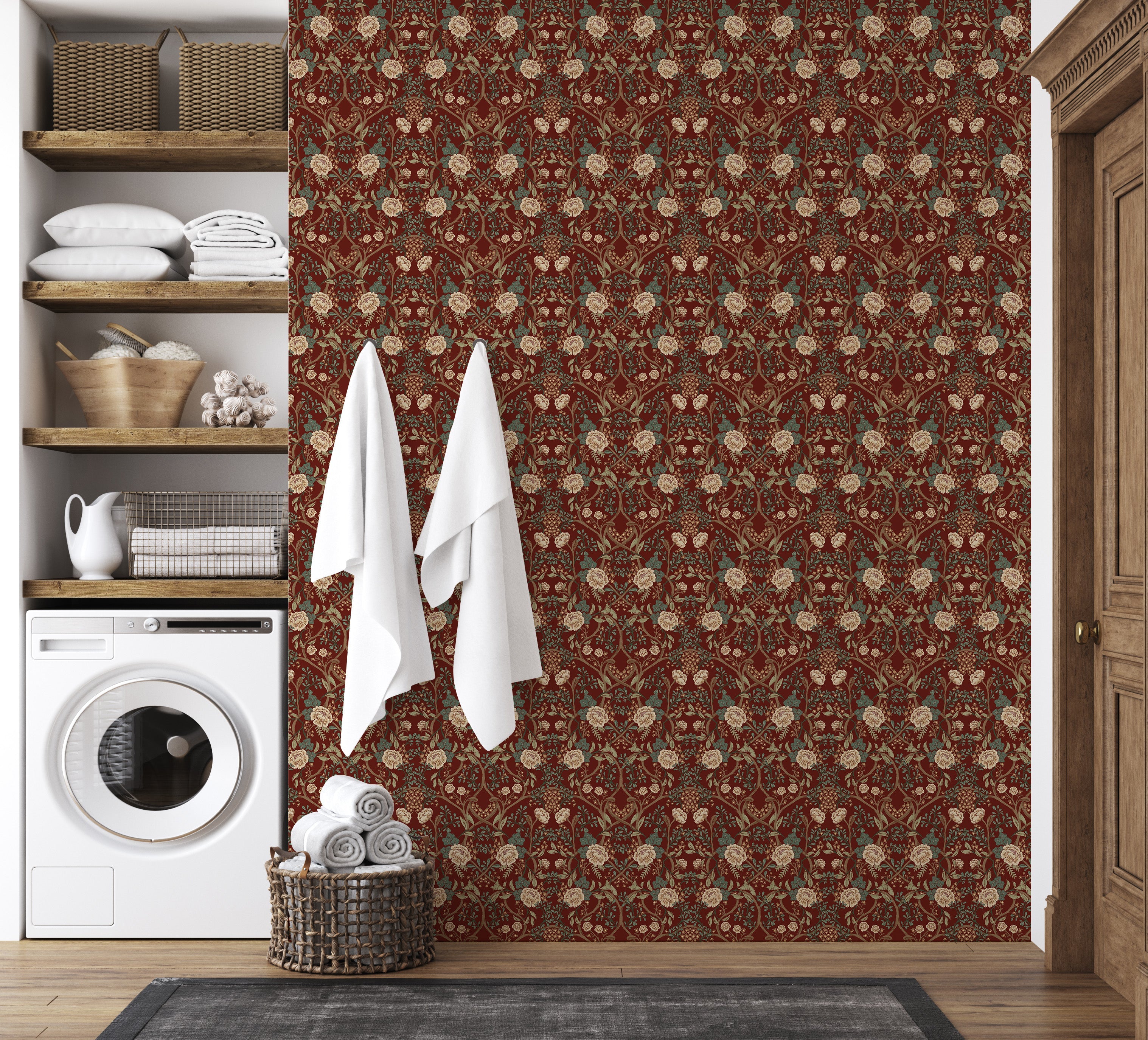 Winslow Floral Wallpaper – Beige, Cream, Pale-pink & Sage-green