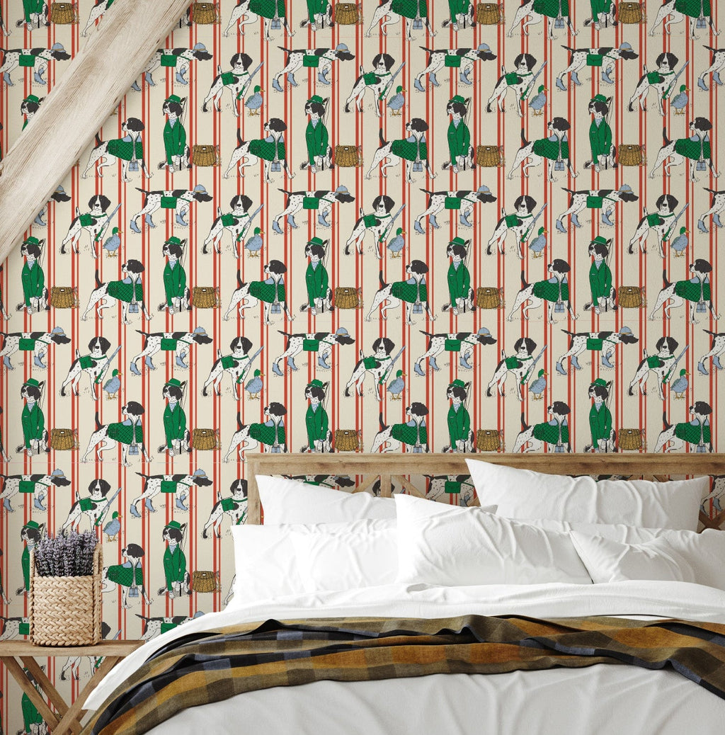 Edmund patterned wallpaper by Painted Hawk Design installed on a modern interior wall