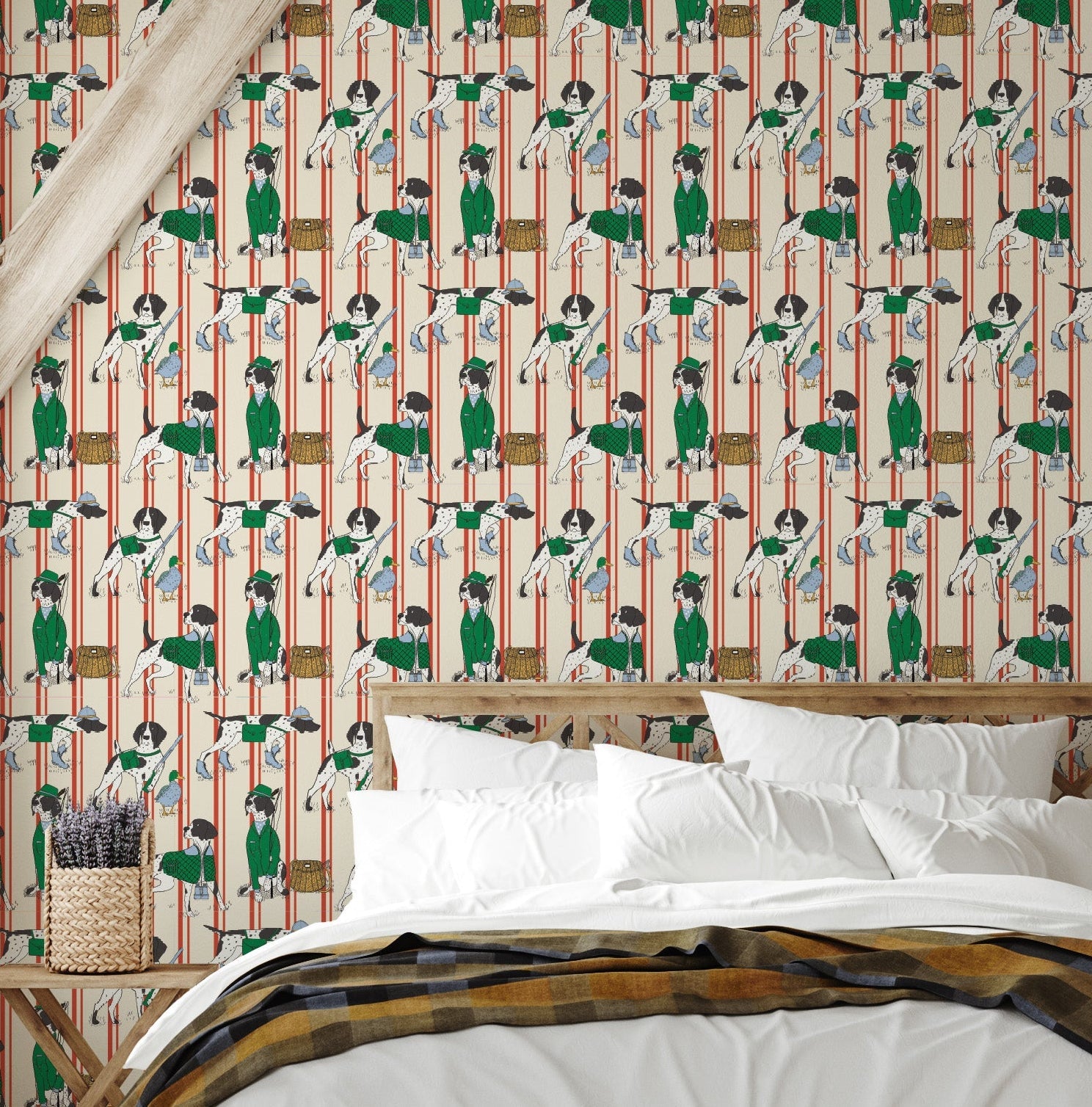 Edmund patterned wallpaper by Painted Hawk Design installed on a modern interior wall