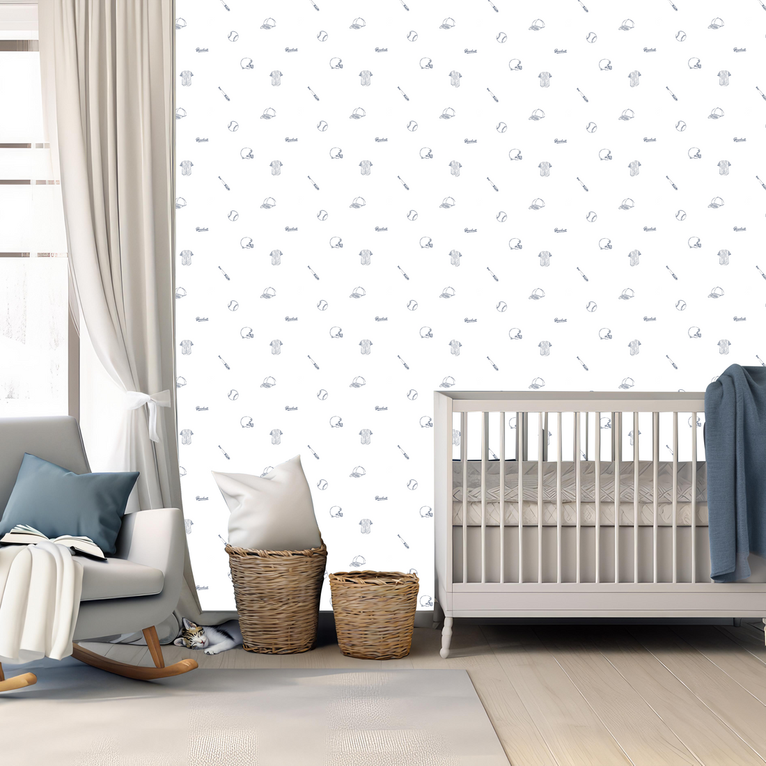 Redmond pattern removable wallpaper displayed in a modern interior setting