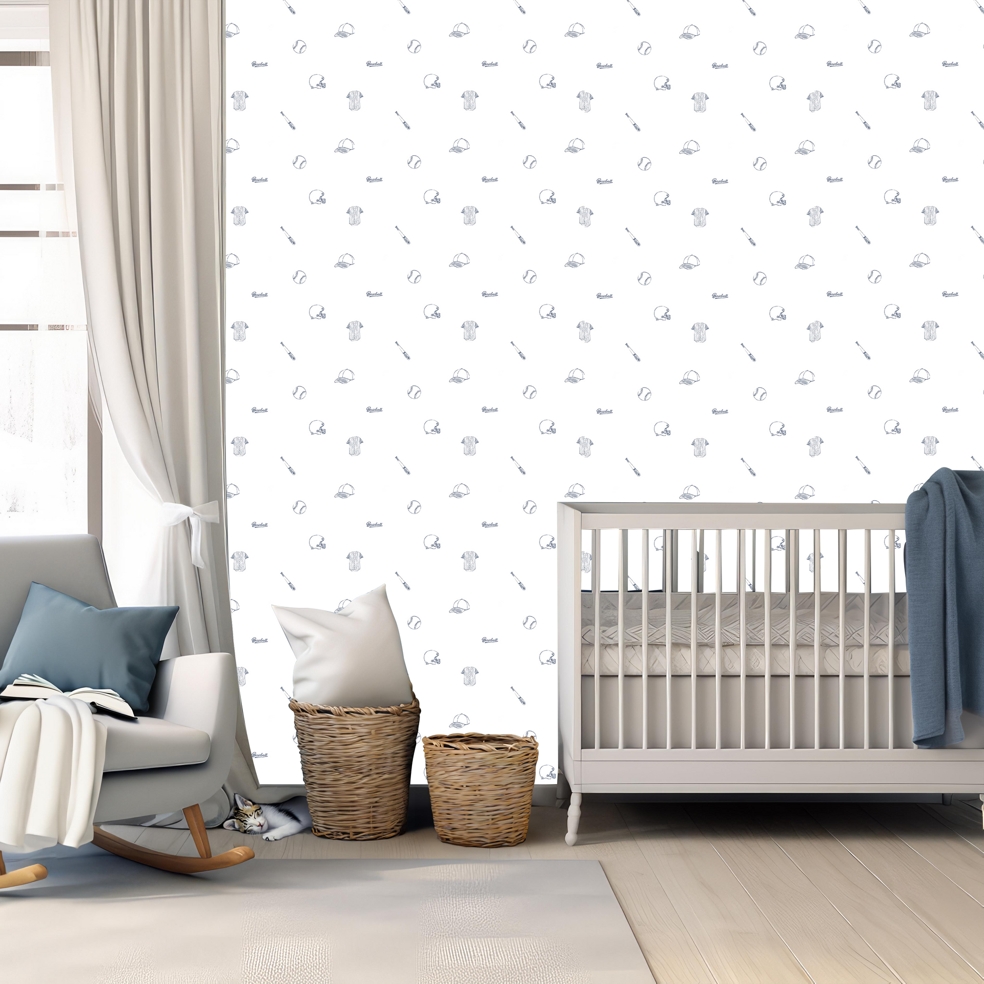 Redmond pattern removable wallpaper displayed in a modern interior setting