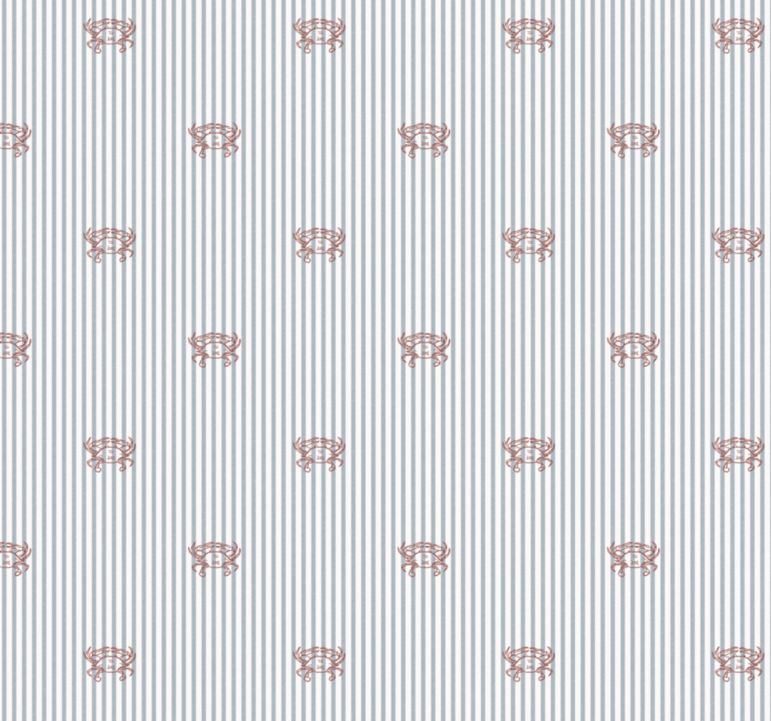 Claude Coastal Wallpaper - Preppy Blue & Sage Green Design