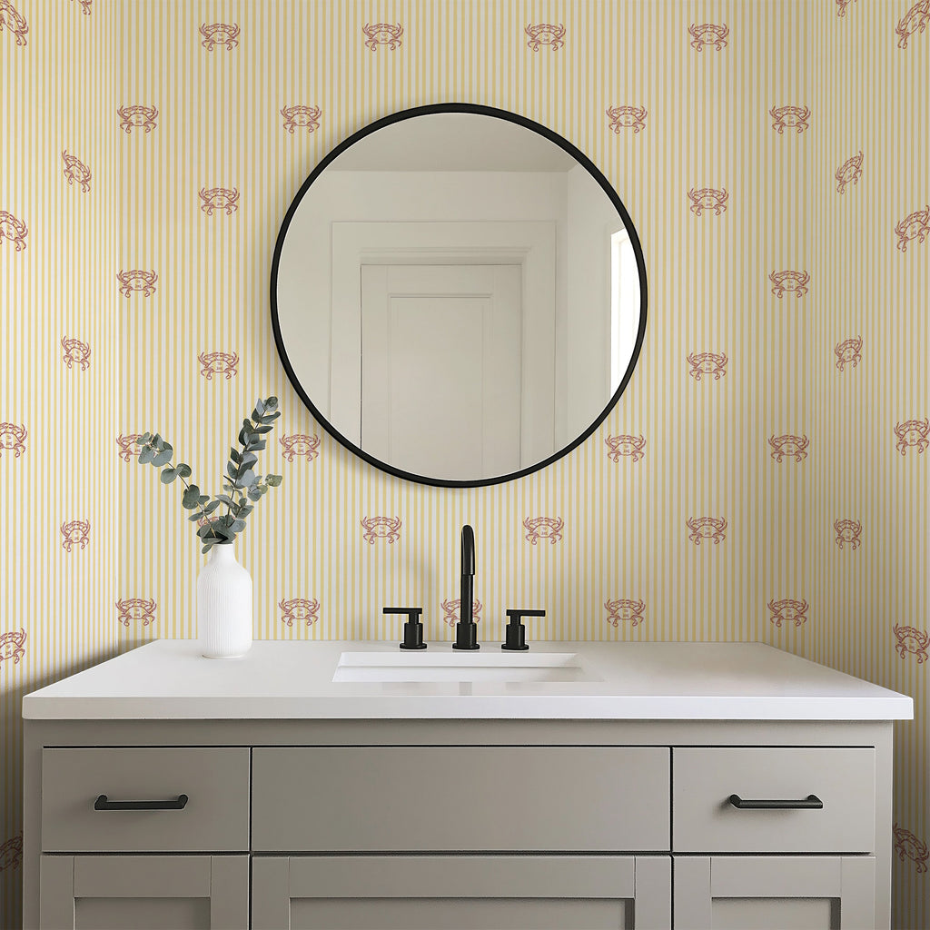 Claude Coastal Wallpaper - Preppy Blue & Sage Green Design