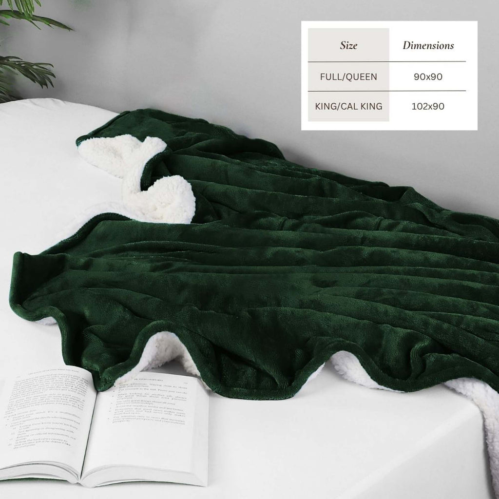 White Velvet Plush Sherpa Reversible Bed Blanket Ultra Soft