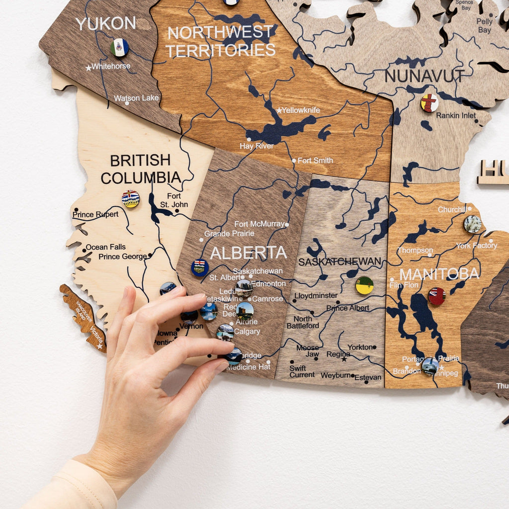 3D Wooden Map of Canada – Multicolor Travel Wall Art