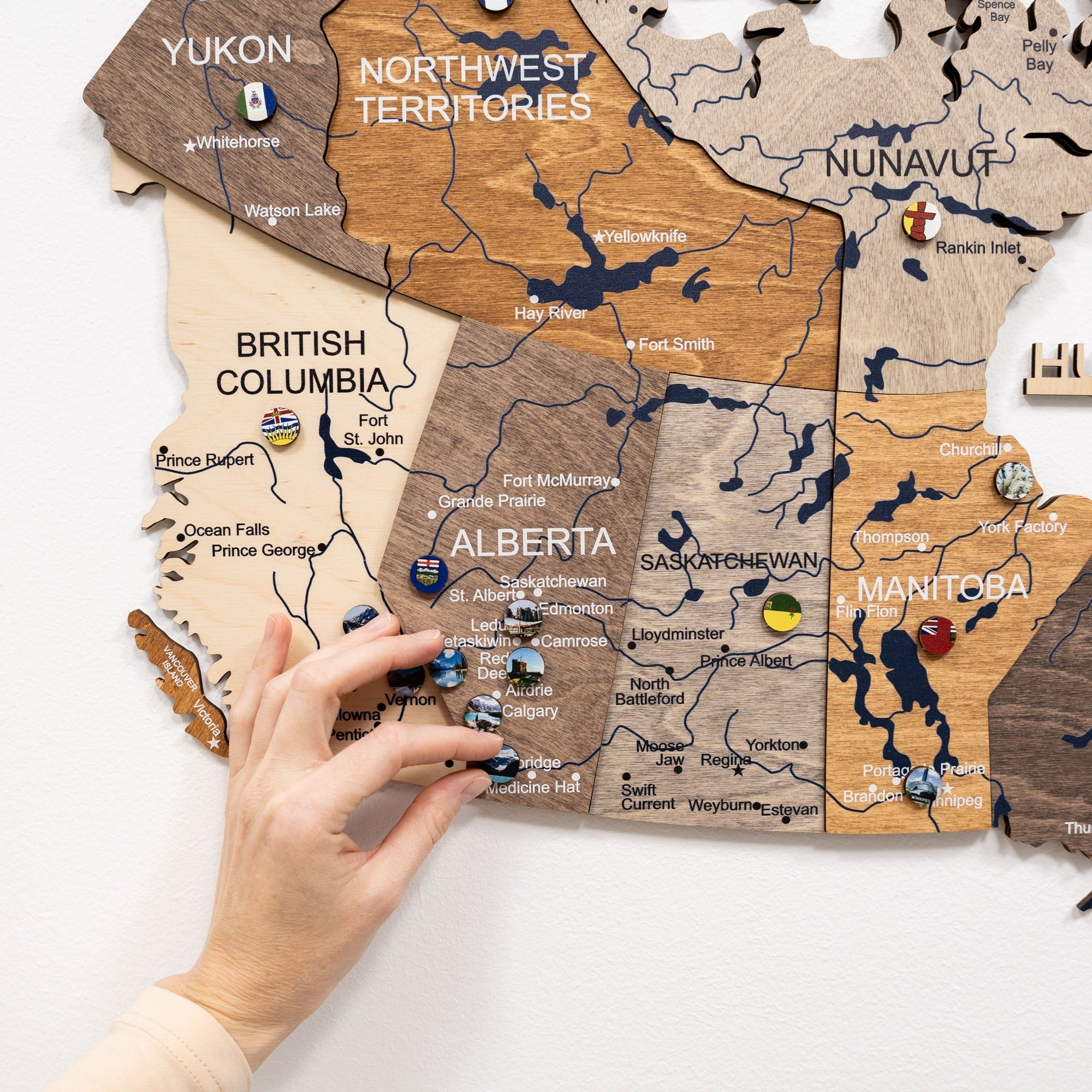 3D Wooden Map of Canada – Multicolor Travel Wall Art