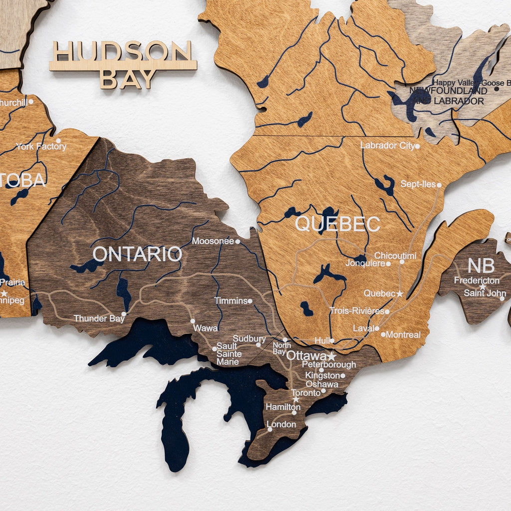3D Wooden Map of Canada – Multicolor Travel Wall Art