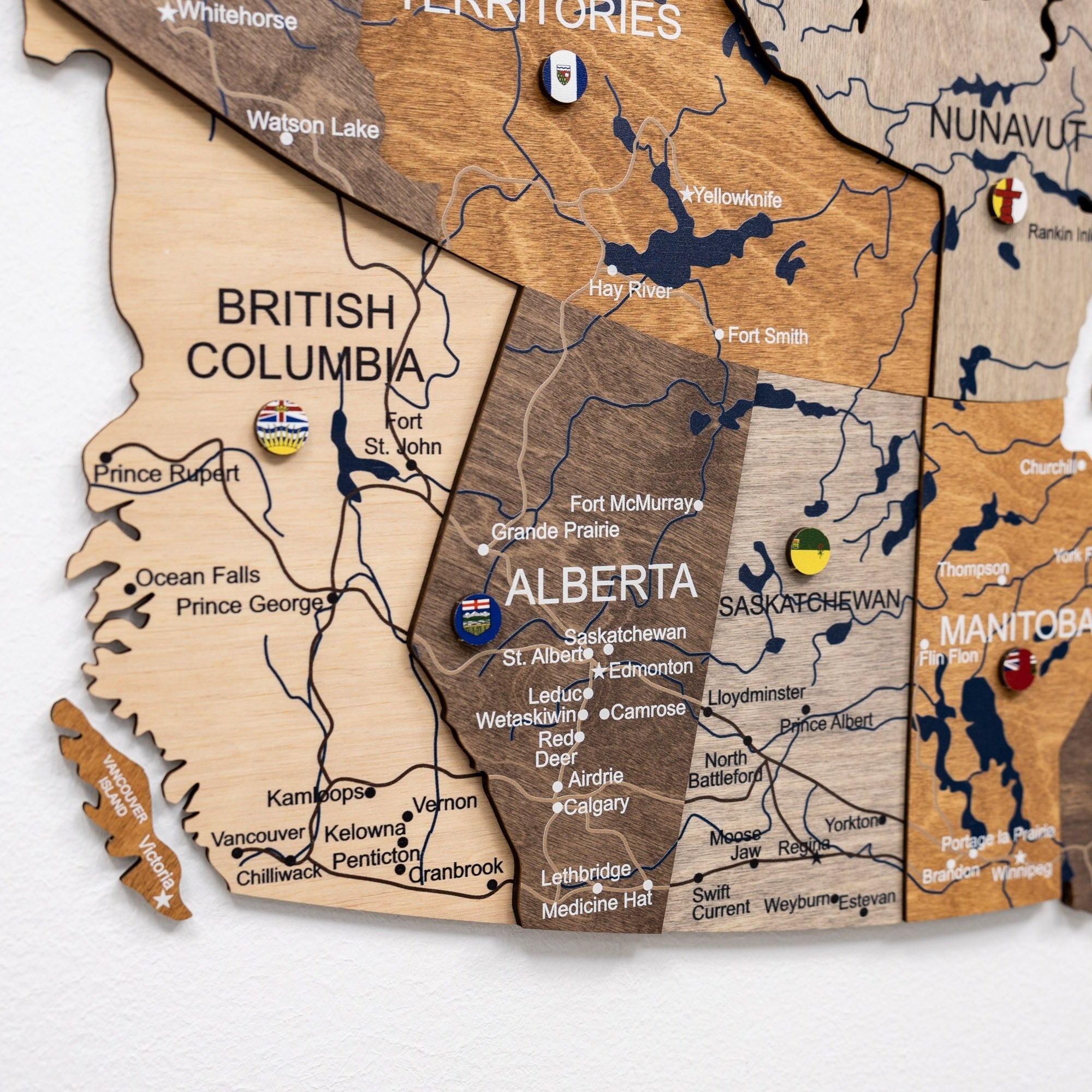3D Wooden Map of Canada – Multicolor Travel Wall Art