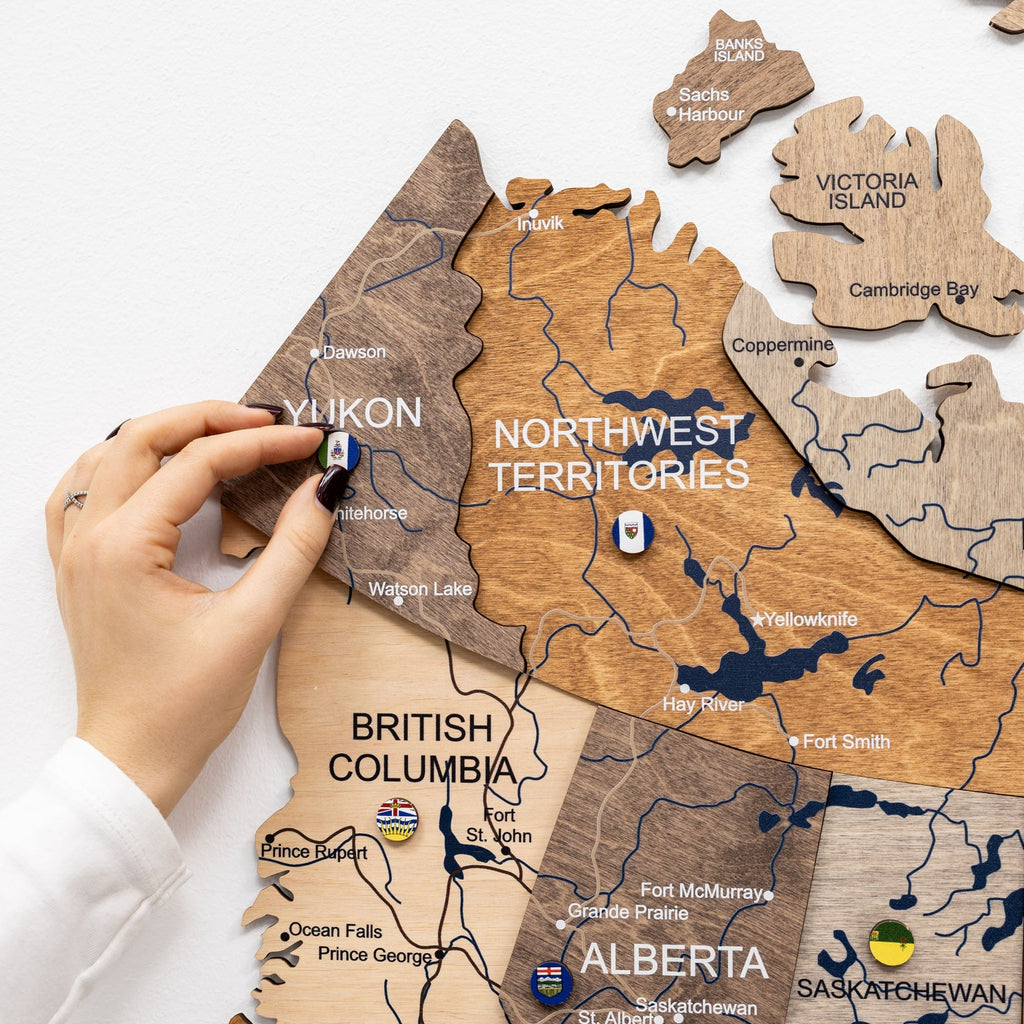 3D Wooden Map of Canada – Multicolor Travel Wall Art