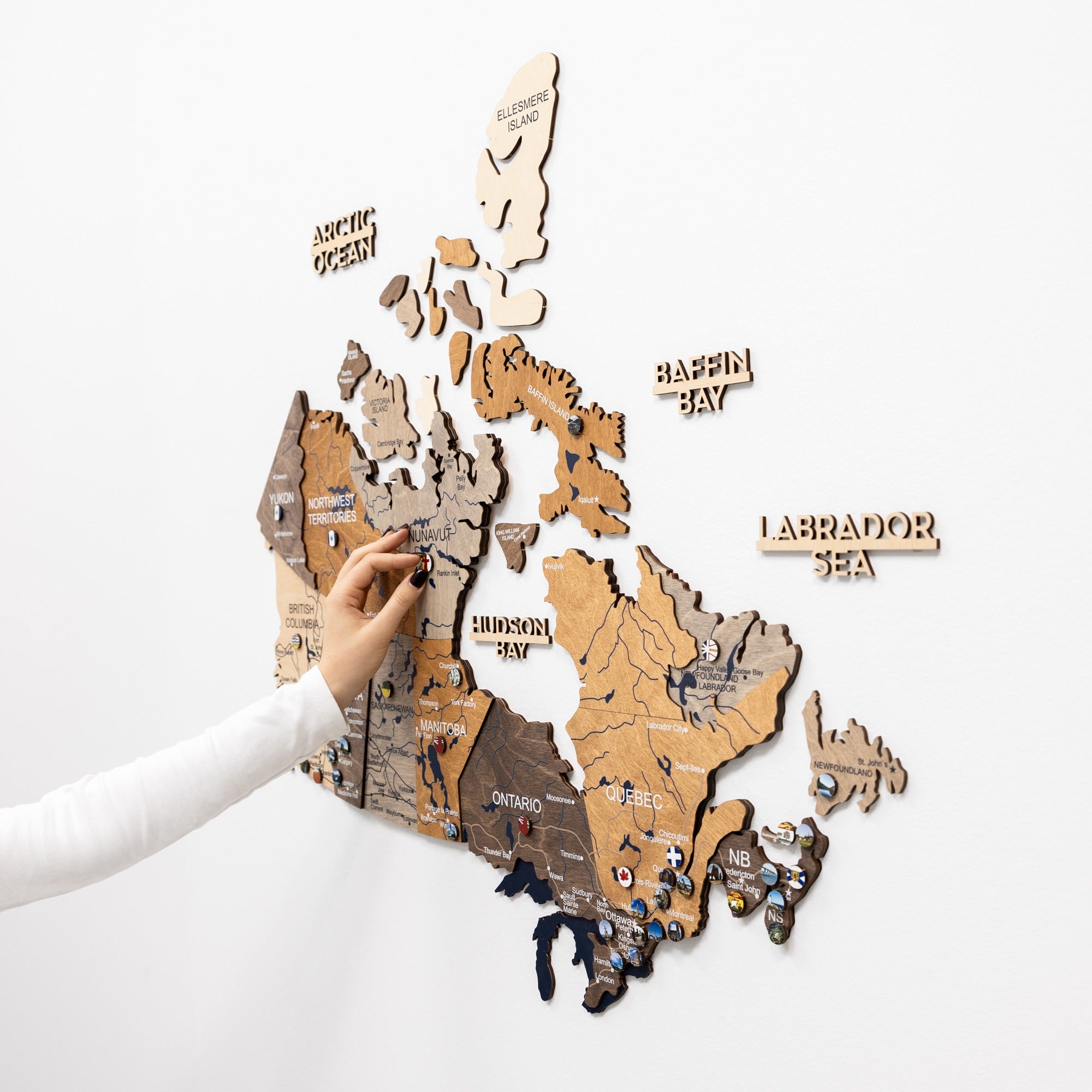 3D Wooden Map of Canada – Multicolor Travel Wall Art