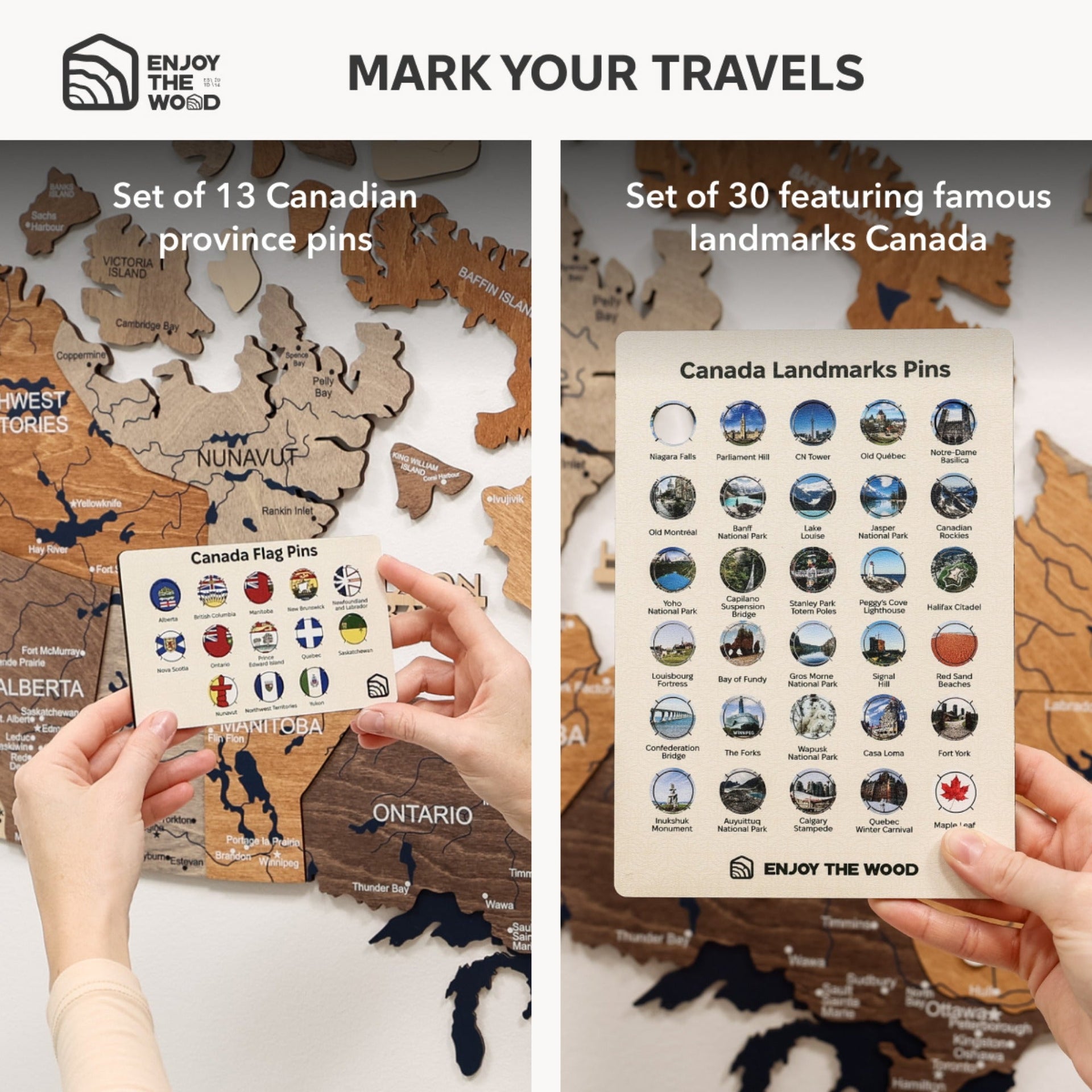 3D Wooden Map of Canada – Multicolor Travel Wall Art