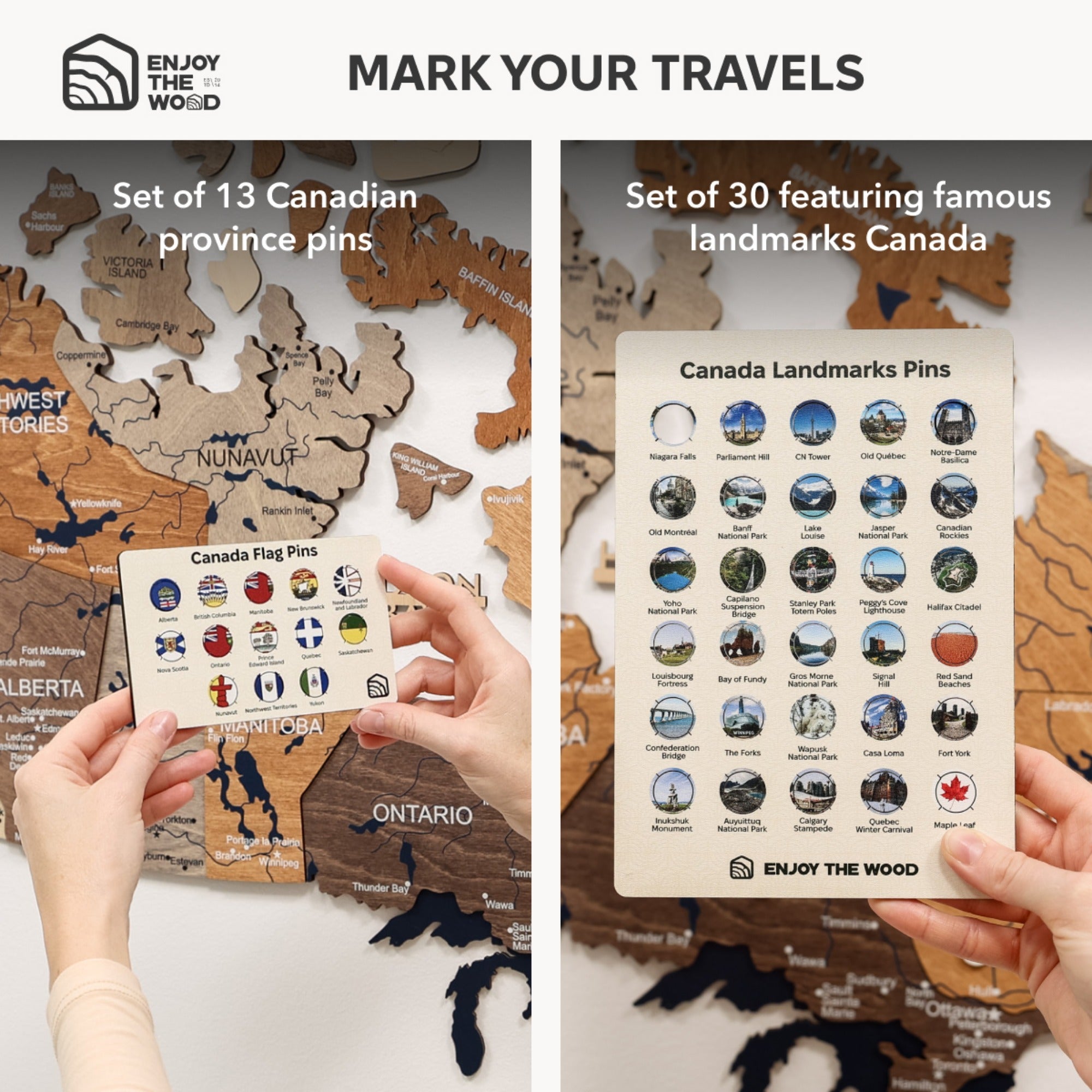 3D Wooden Map of Canada – Multicolor Travel Wall Art