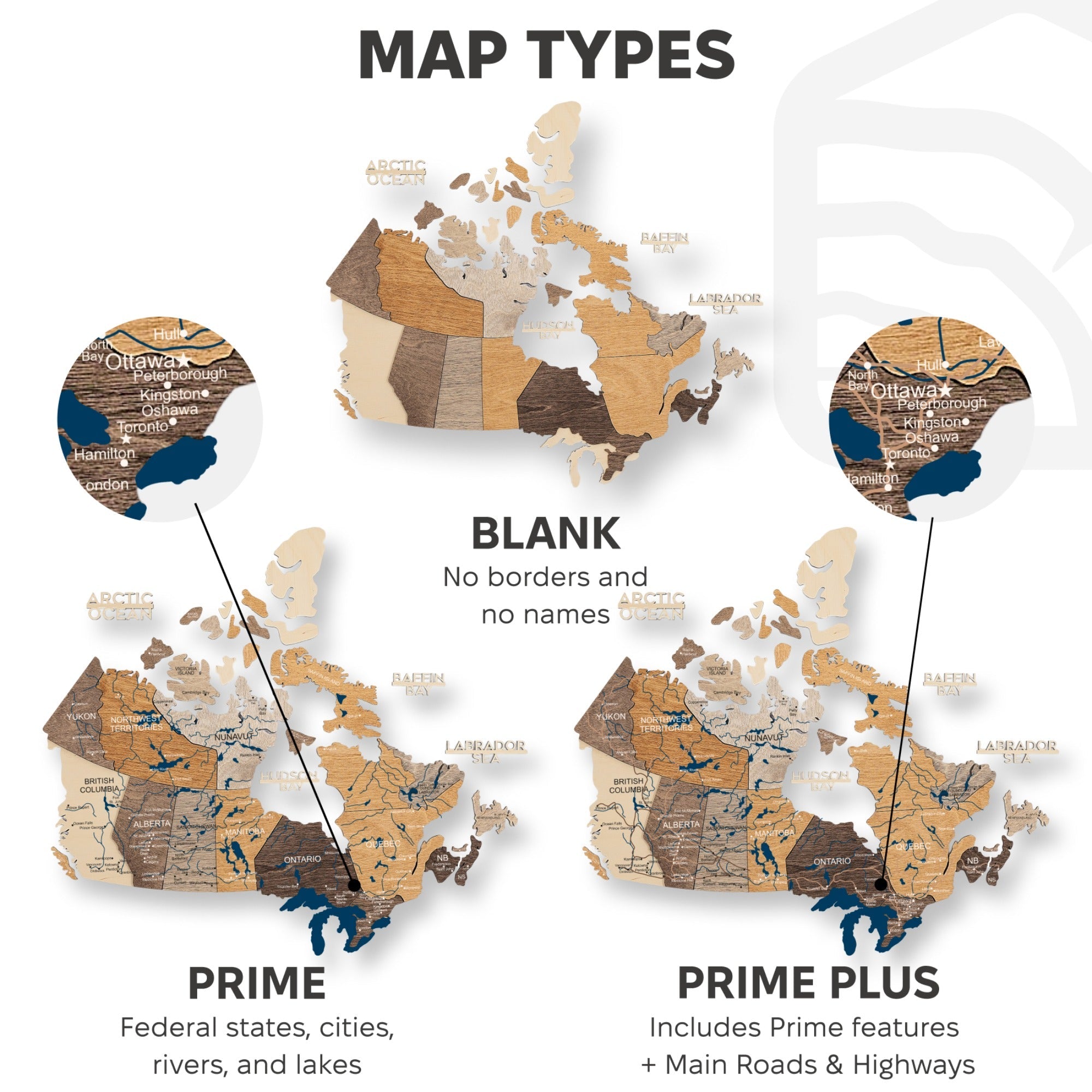 3D Wooden Map of Canada – Multicolor Travel Wall Art