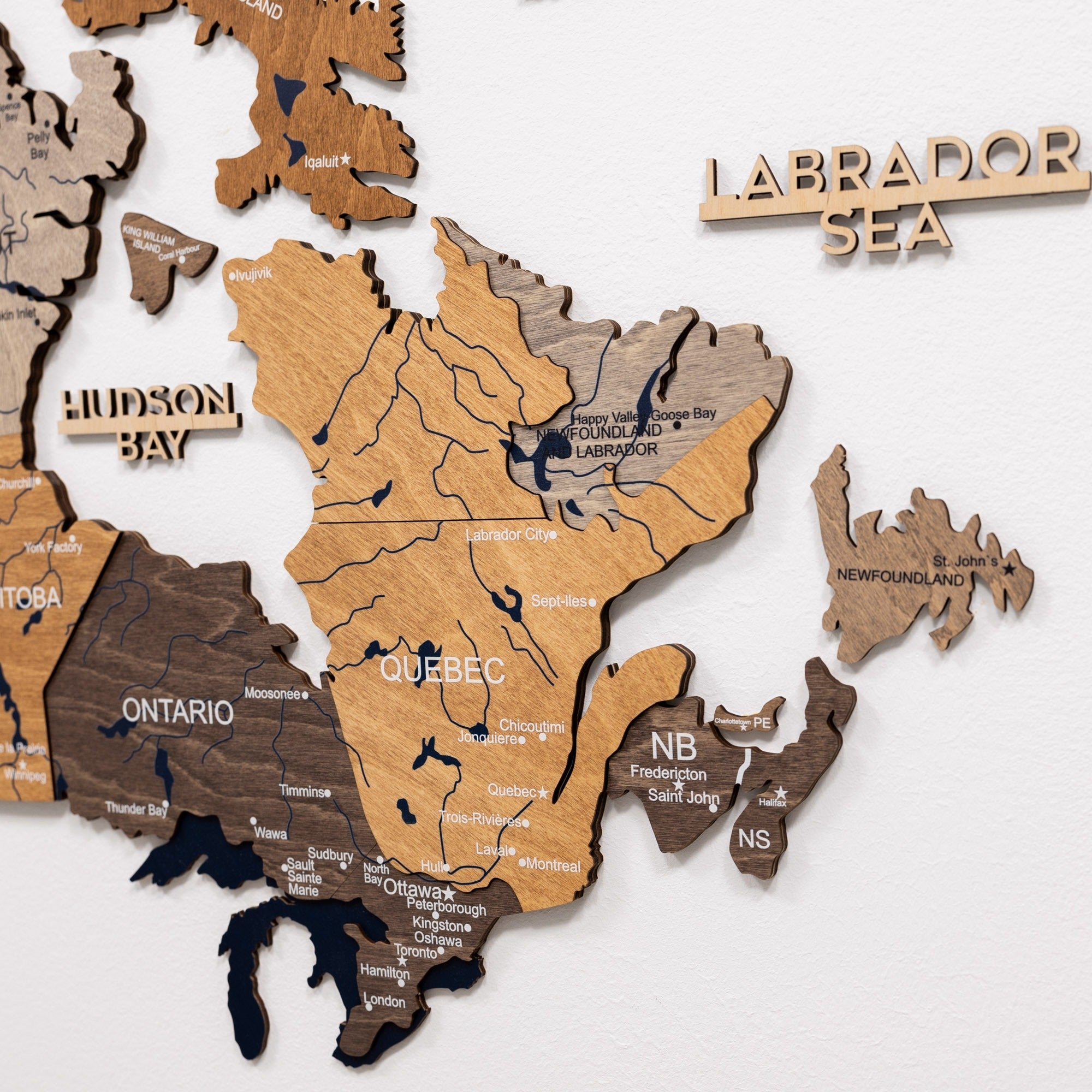 3D Wooden Map of Canada – Multicolor Travel Wall Art