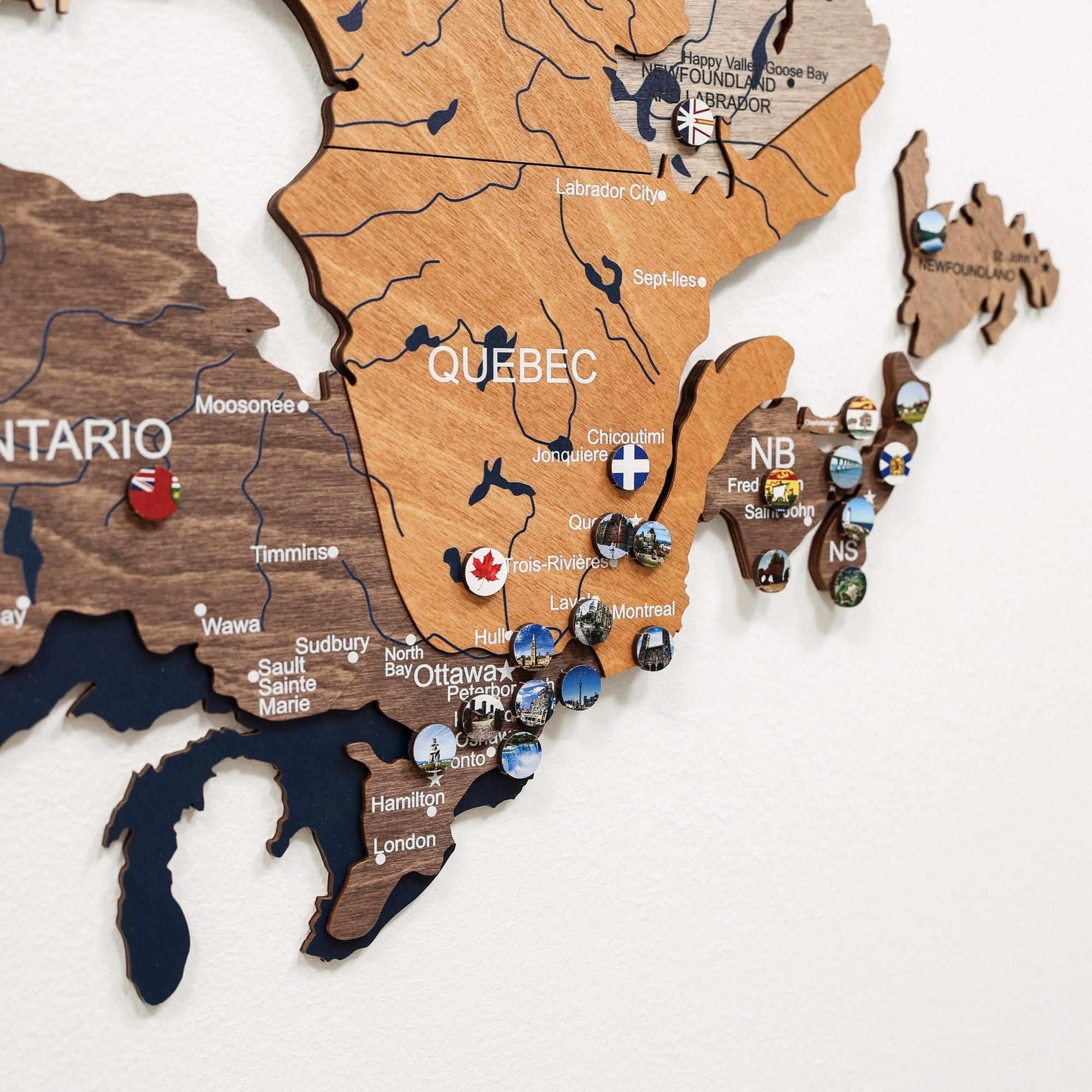 3D Wooden Map of Canada – Multicolor Travel Wall Art