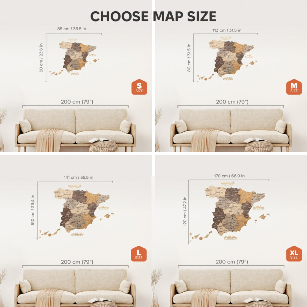 Wooden Map of Spain Multicolor Handcrafted Wall Art