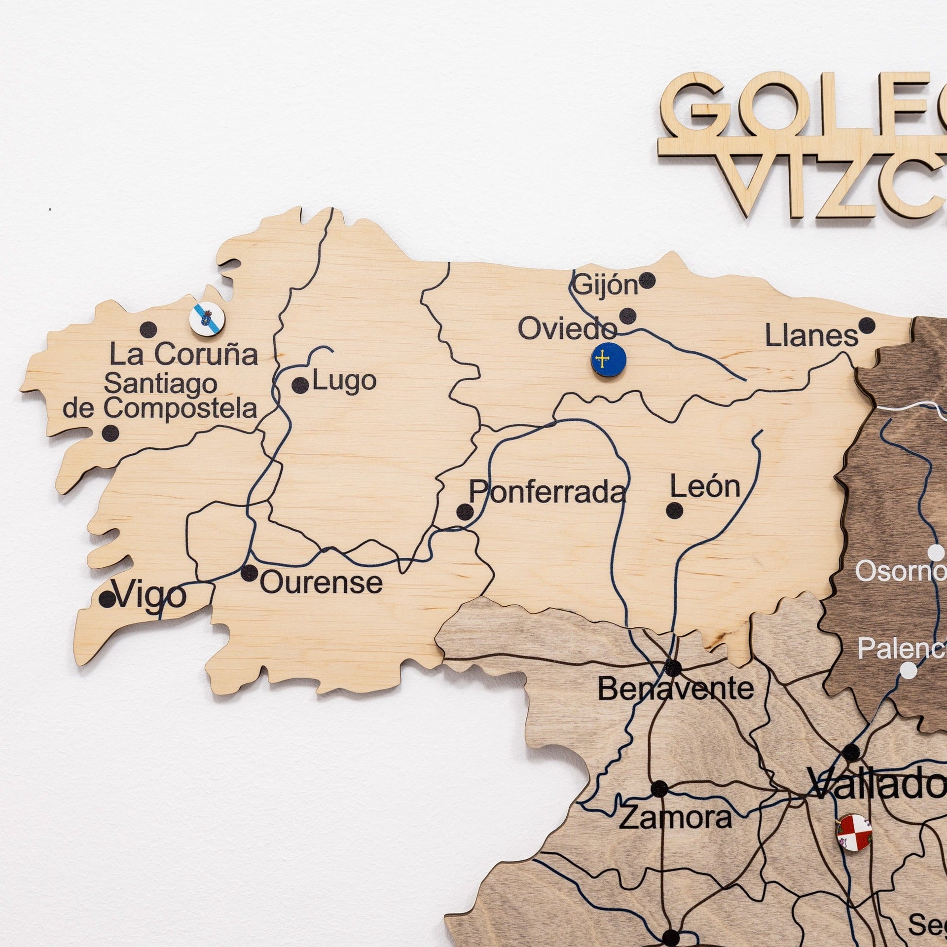 Wooden Map of Spain Multicolor Handcrafted Wall Art