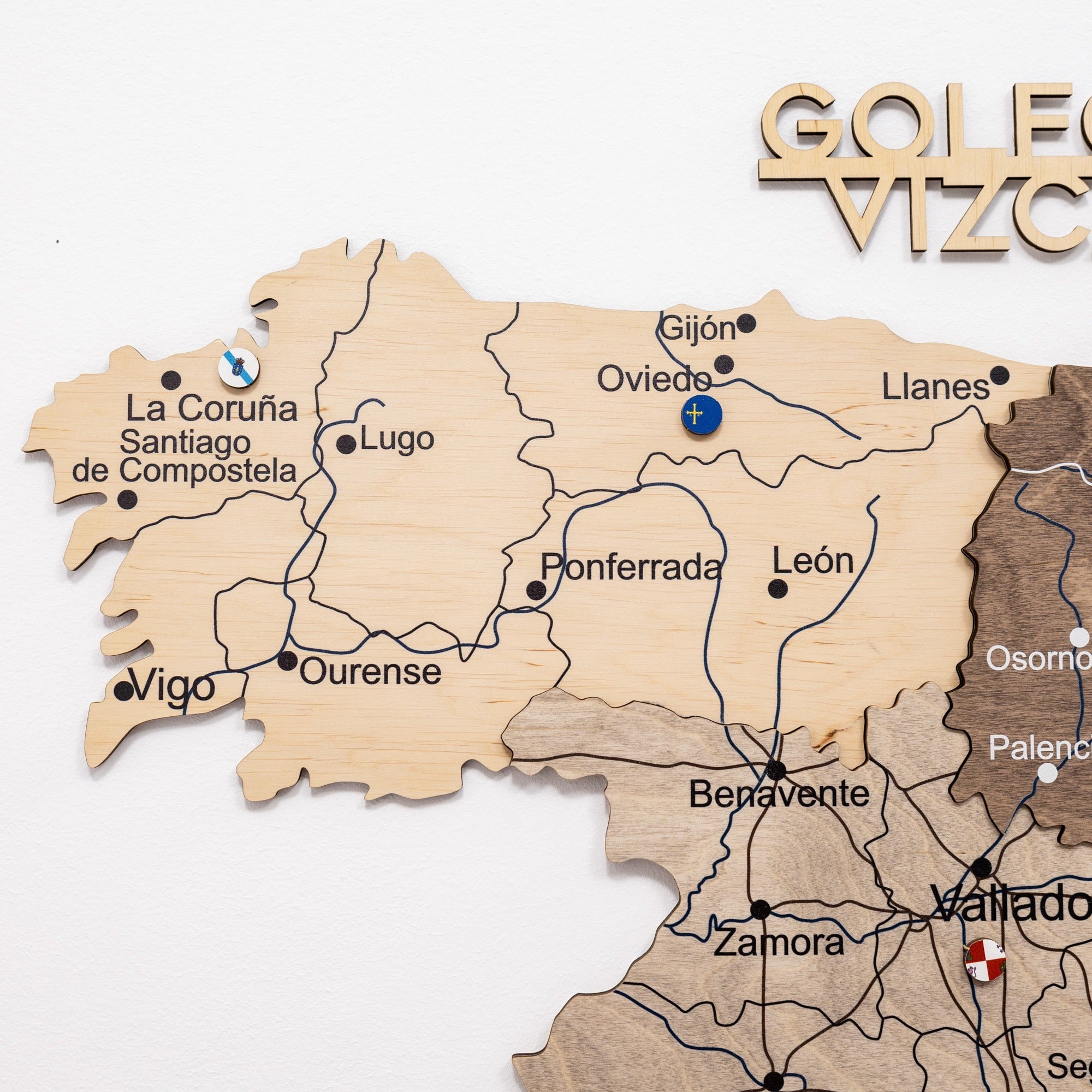Wooden Map of Spain Multicolor Handcrafted Wall Art