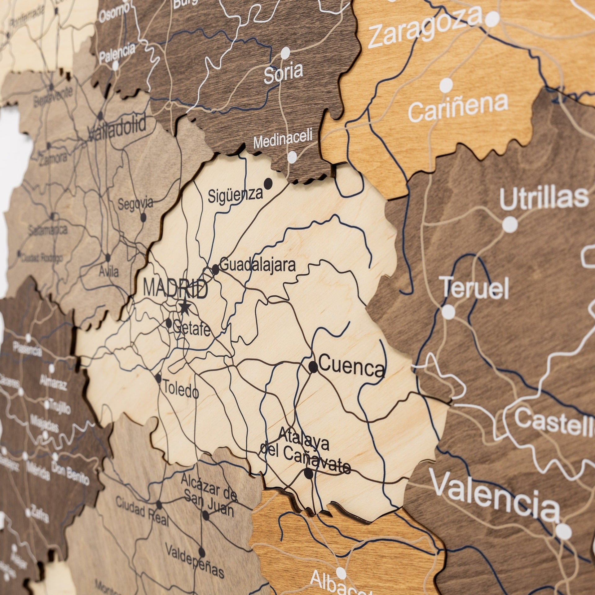 Wooden Map of Spain Multicolor Handcrafted Wall Art