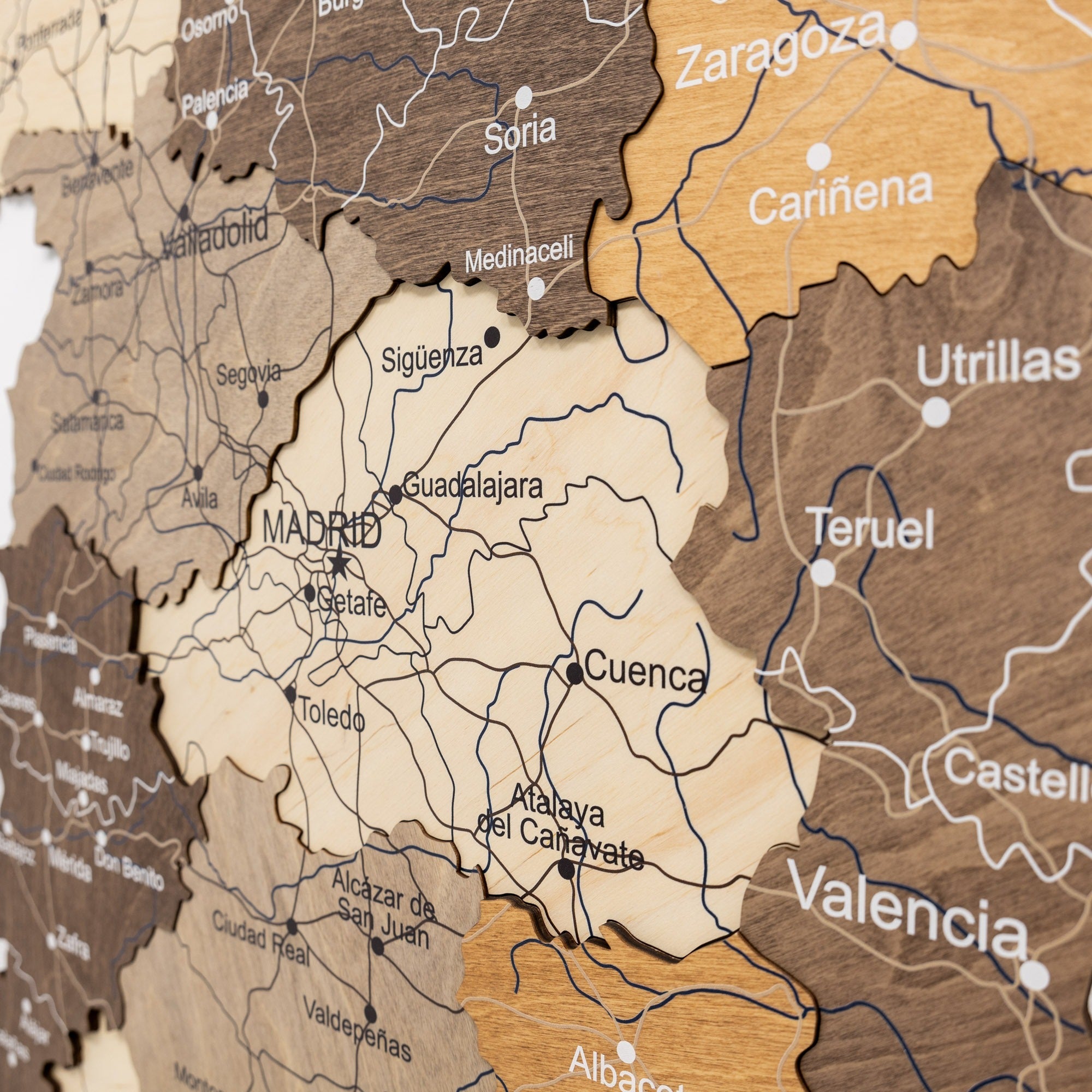 Wooden Map of Spain Multicolor Handcrafted Wall Art
