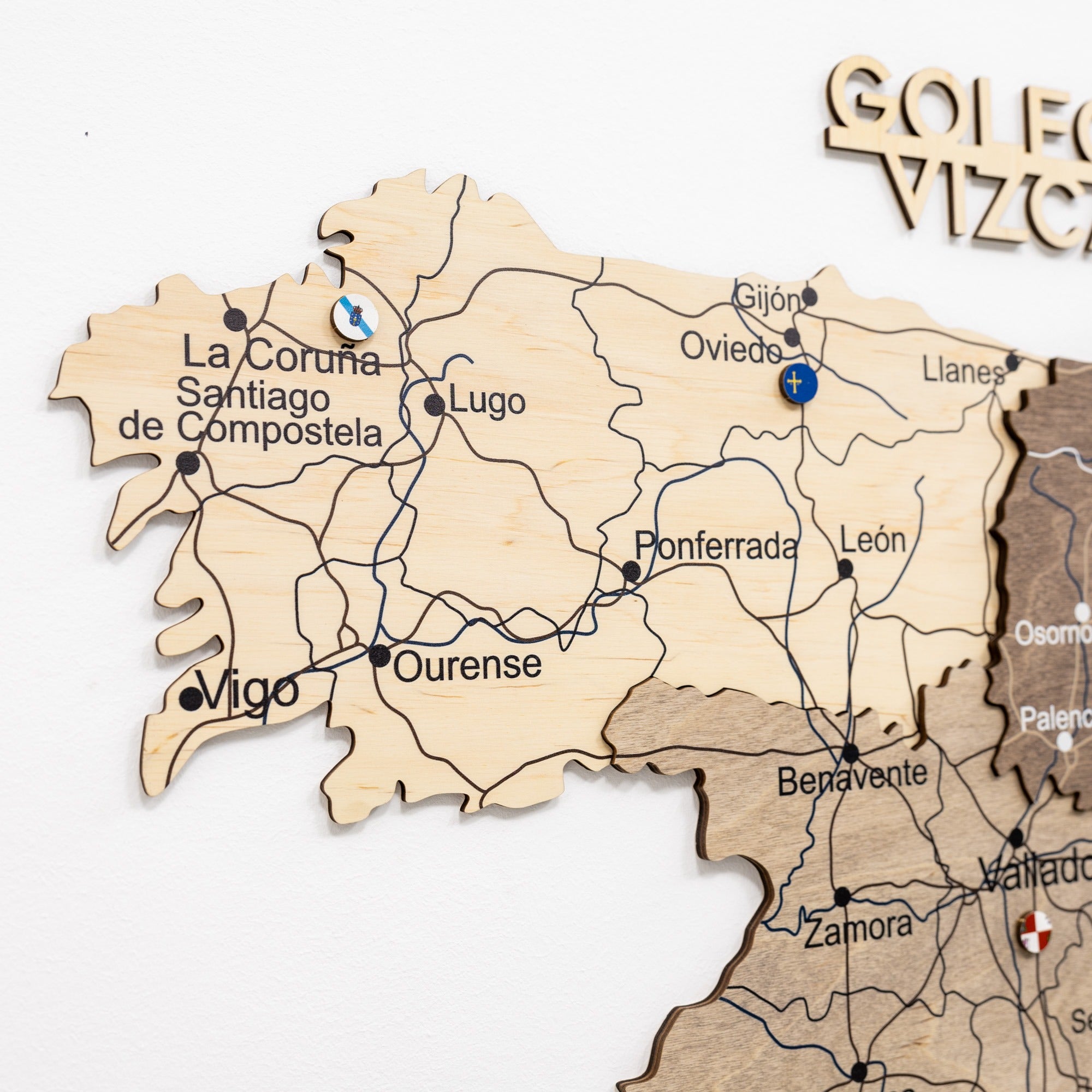 Wooden Map of Spain Multicolor Handcrafted Wall Art