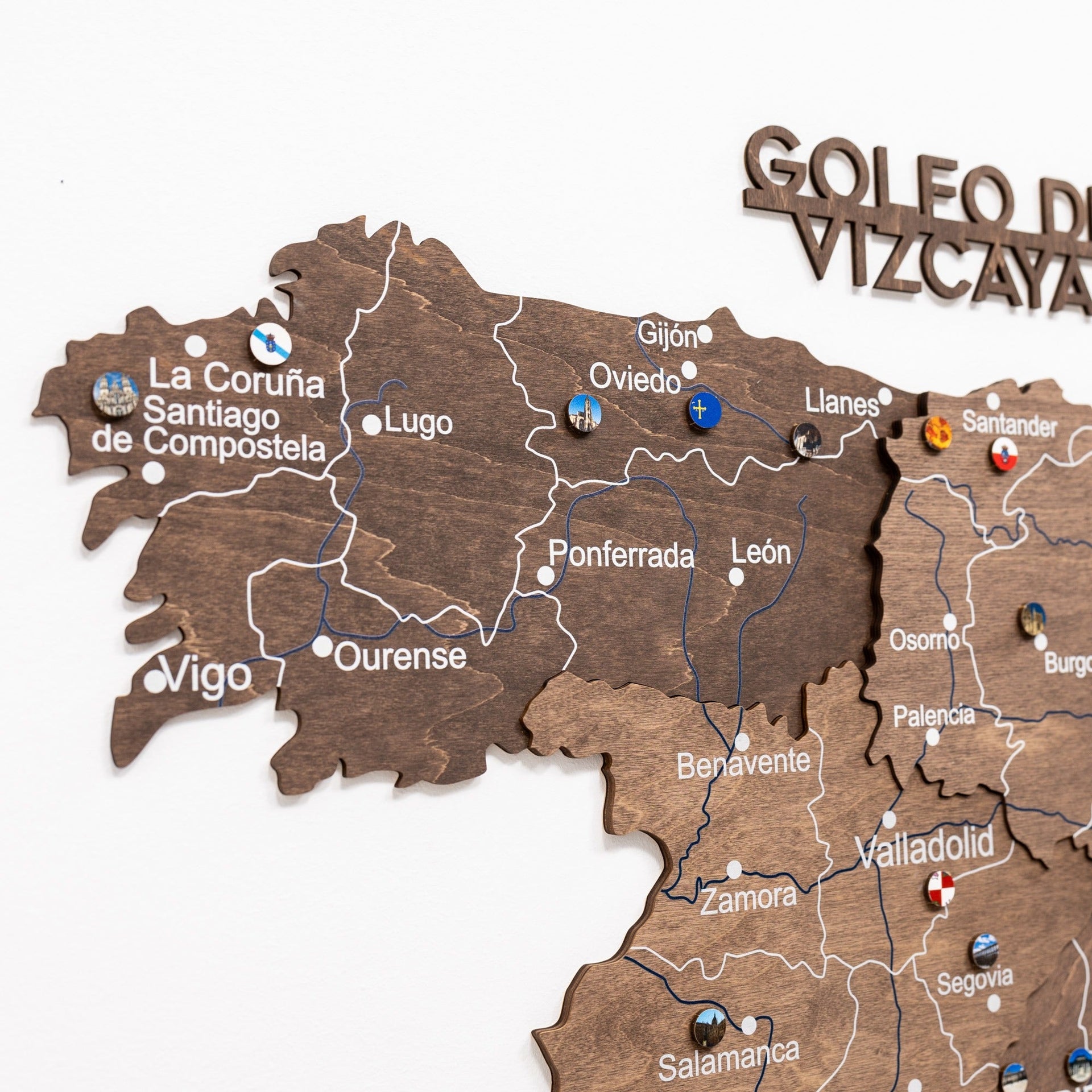 Dark Walnut Wooden Map of Spain – Modern Minimalist Wall Art
