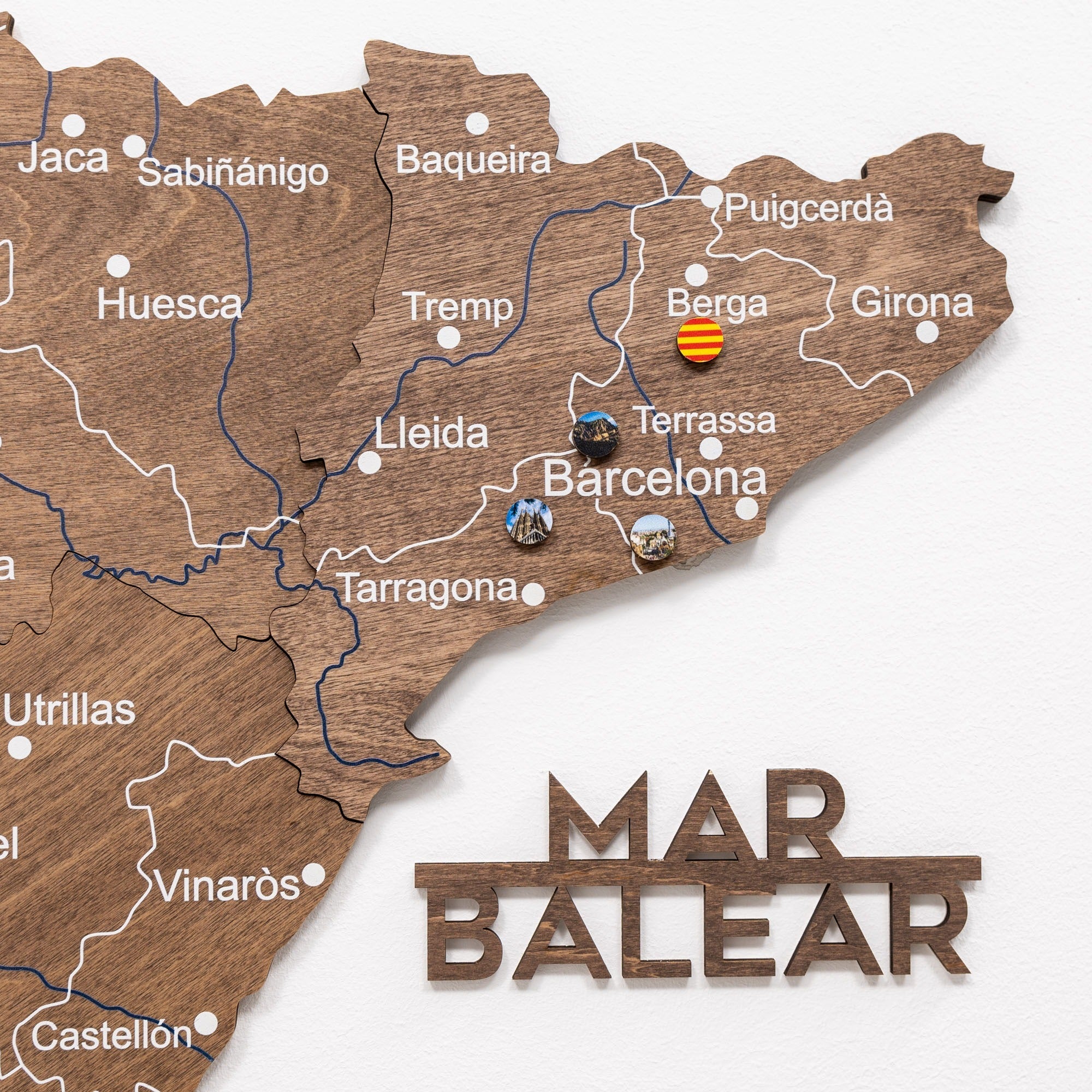 Dark Walnut Wooden Map of Spain – Modern Minimalist Wall Art