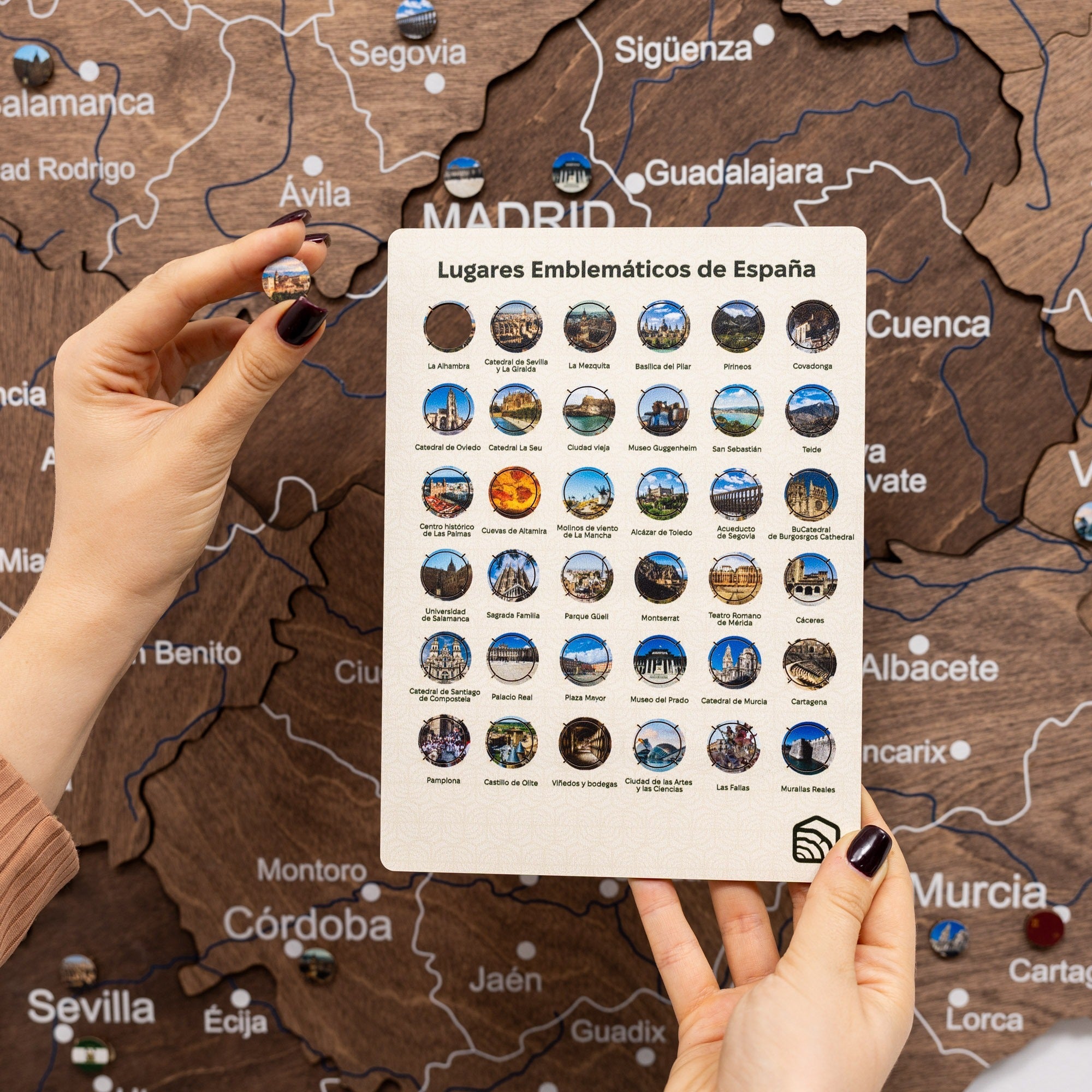 Dark Walnut Wooden Map of Spain – Modern Minimalist Wall Art