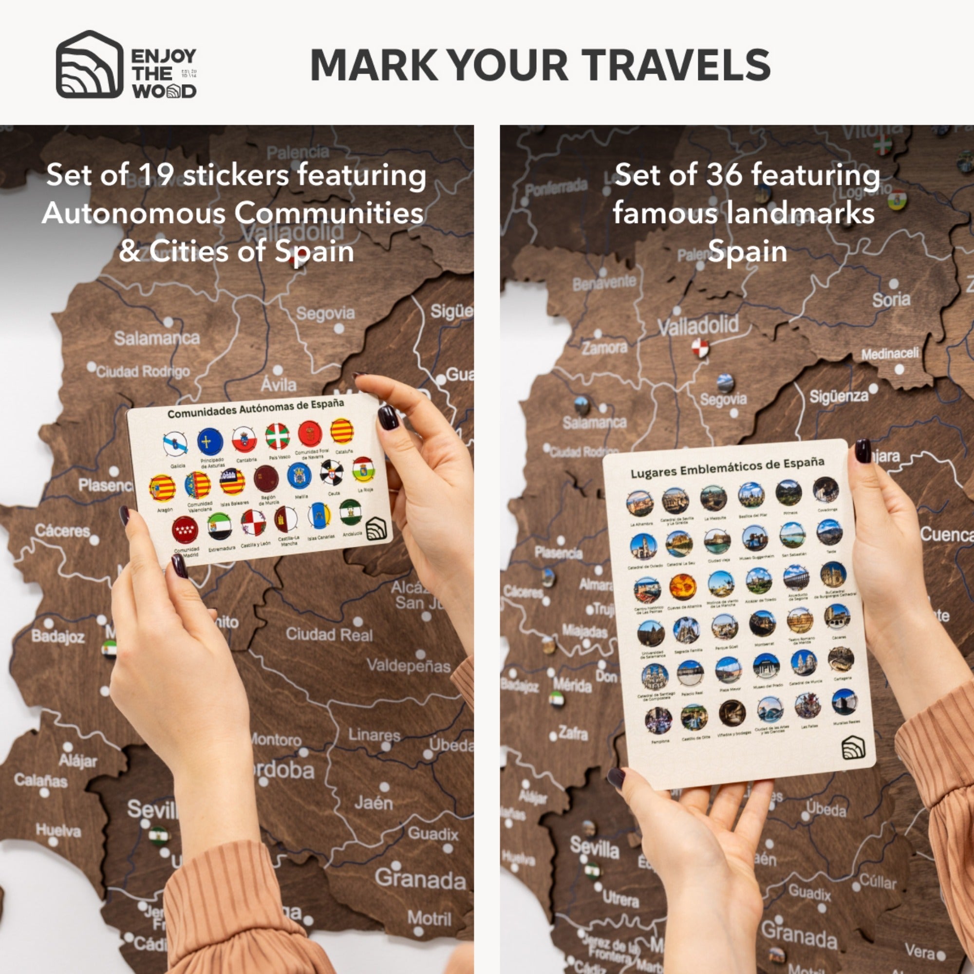 Dark Walnut Wooden Map of Spain – Modern Minimalist Wall Art