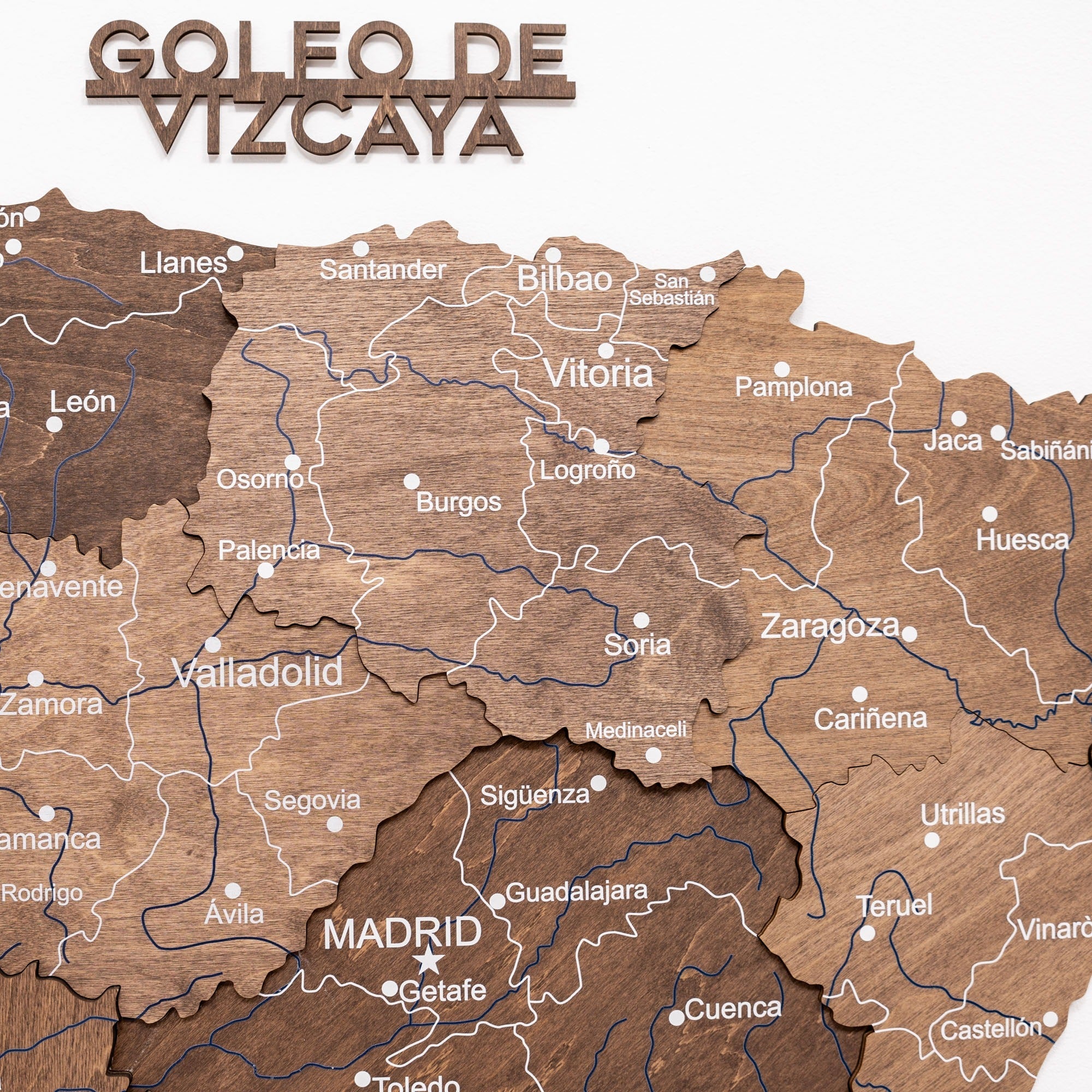Dark Walnut Wooden Map of Spain – Modern Minimalist Wall Art