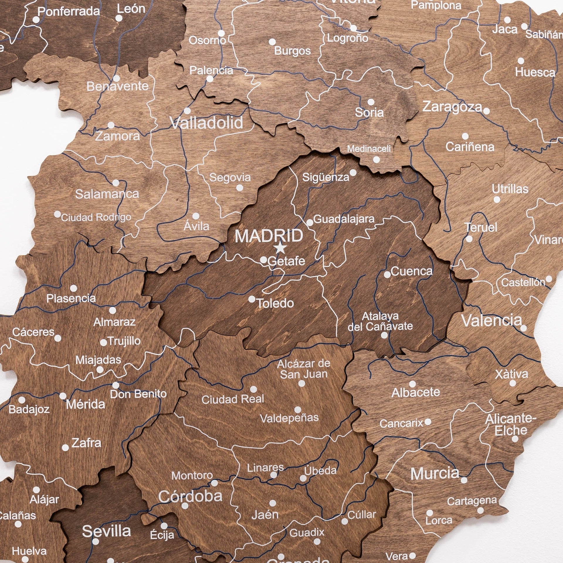 Dark Walnut Wooden Map of Spain – Modern Minimalist Wall Art