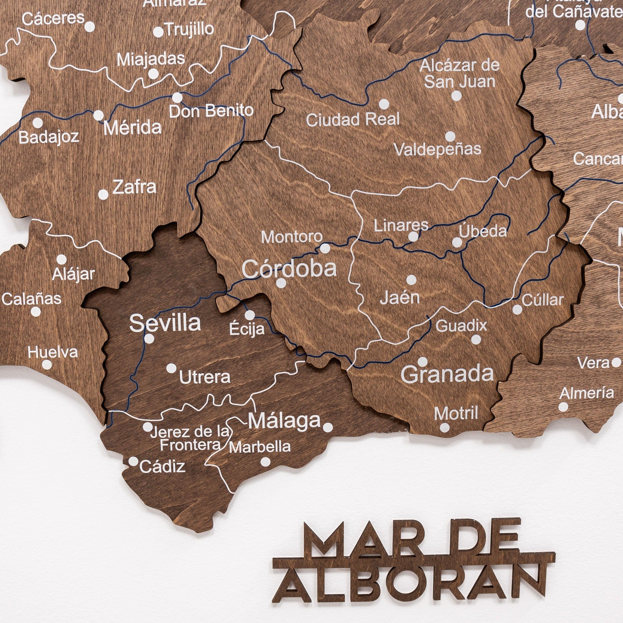 Dark Walnut Wooden Map of Spain – Modern Minimalist Wall Art