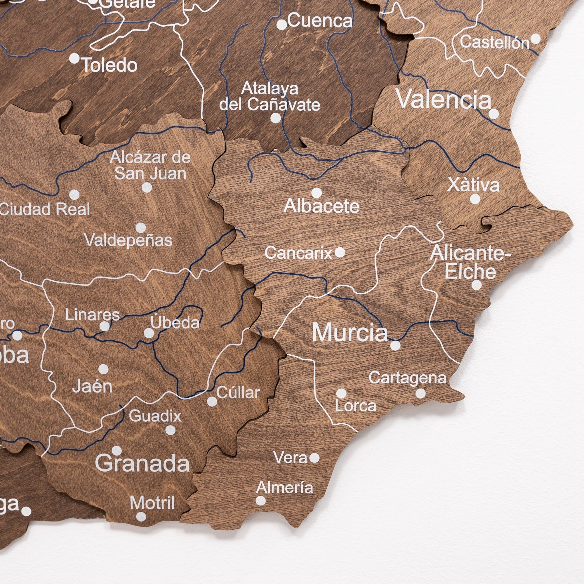 Dark Walnut Wooden Map of Spain – Modern Minimalist Wall Art