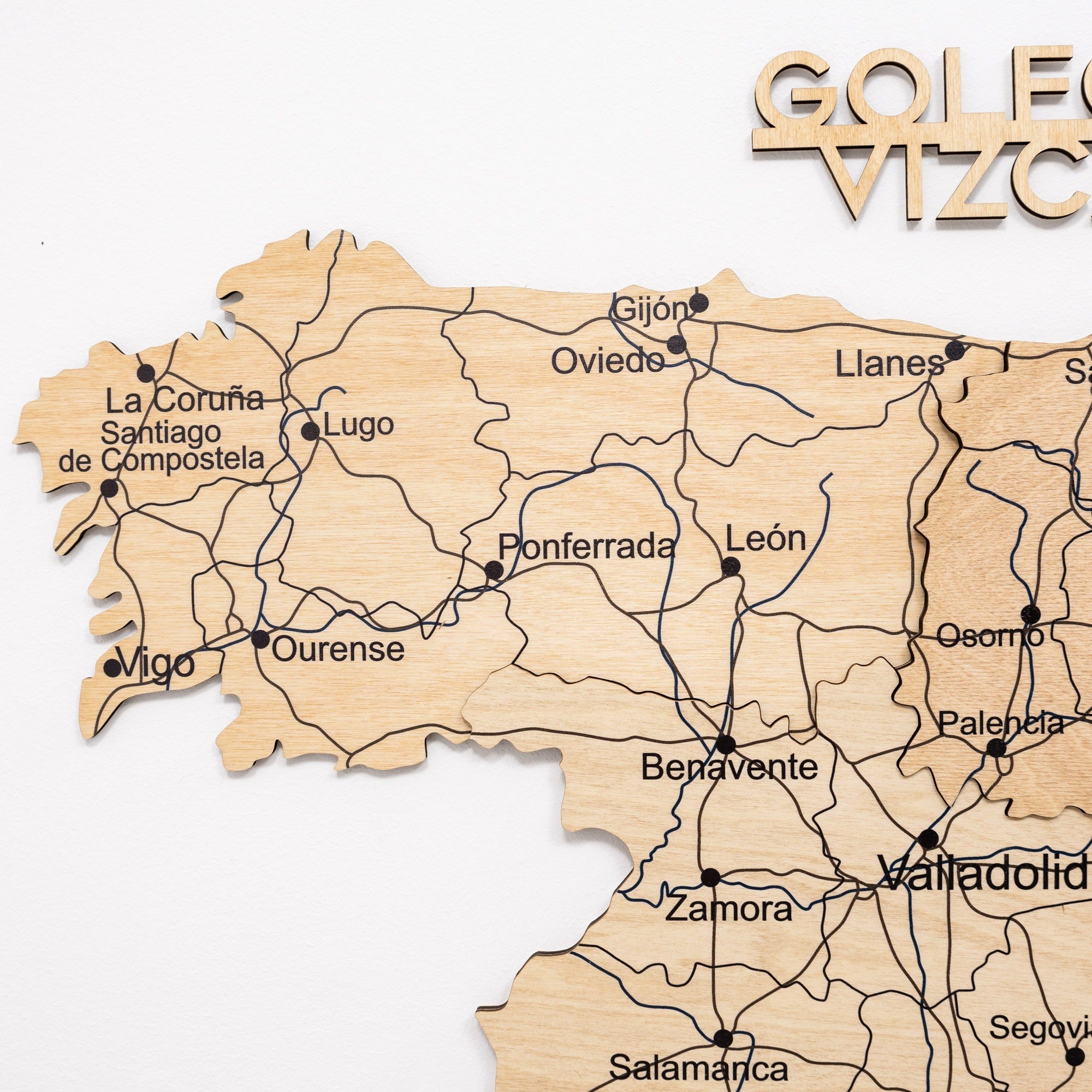 Gold Wooden Map of Spain Wall Art - Decorative Home Decor
